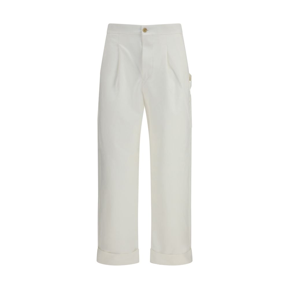 White Cotton Casual Pants