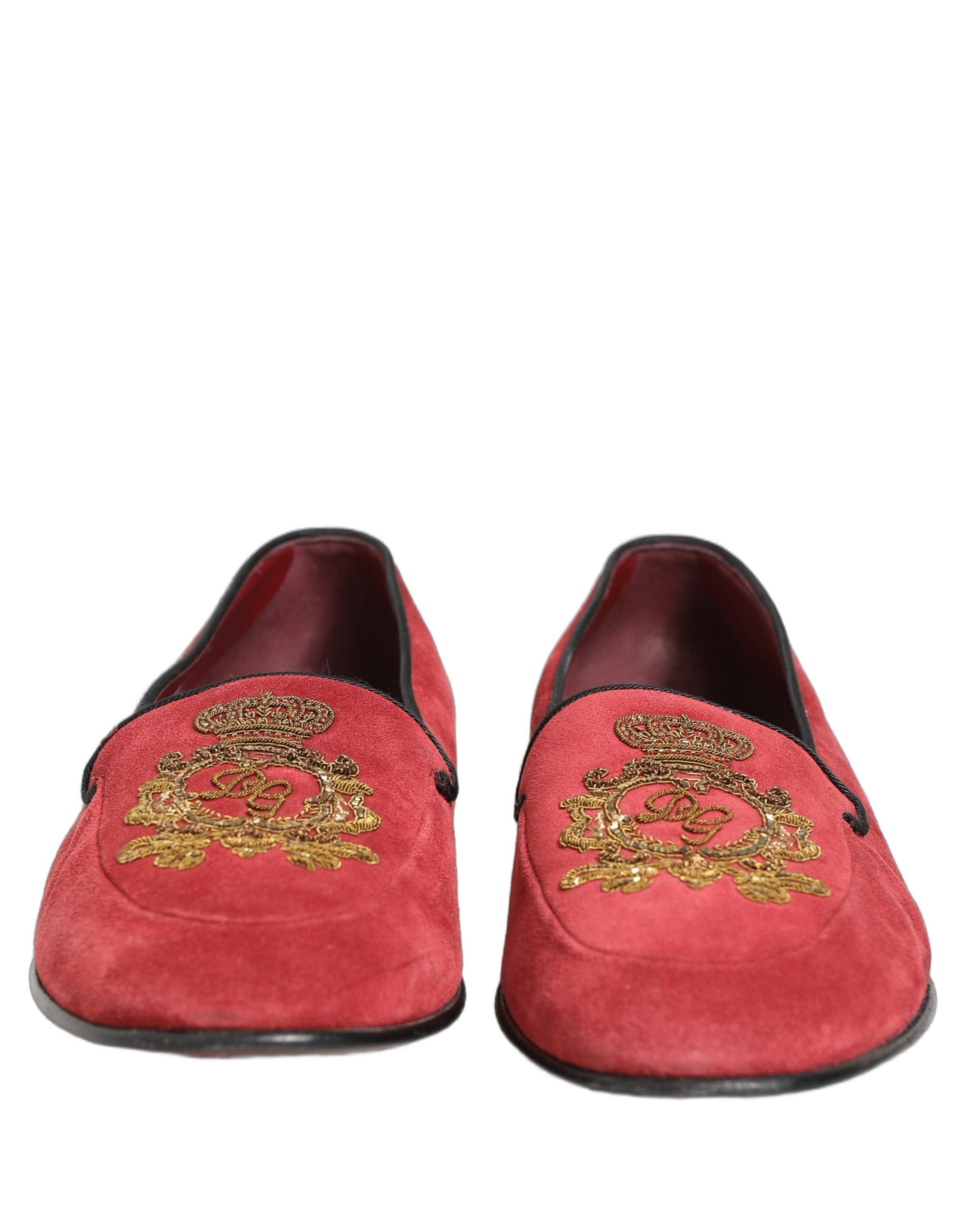 Red Velvet Logo Embroidery Men Loafers Shoes