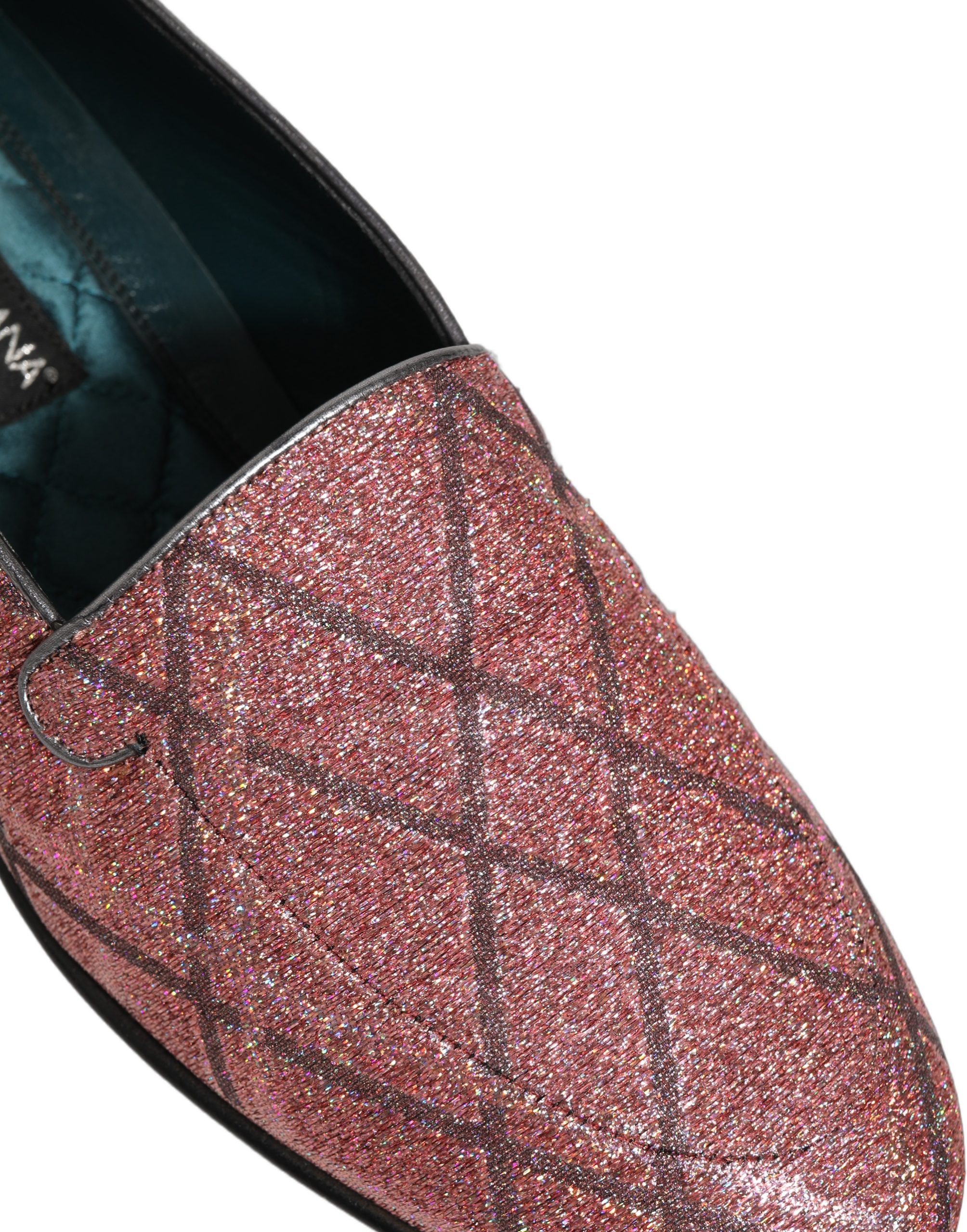 Pink Check Glitter Lurex Logo Loafers Shoes
