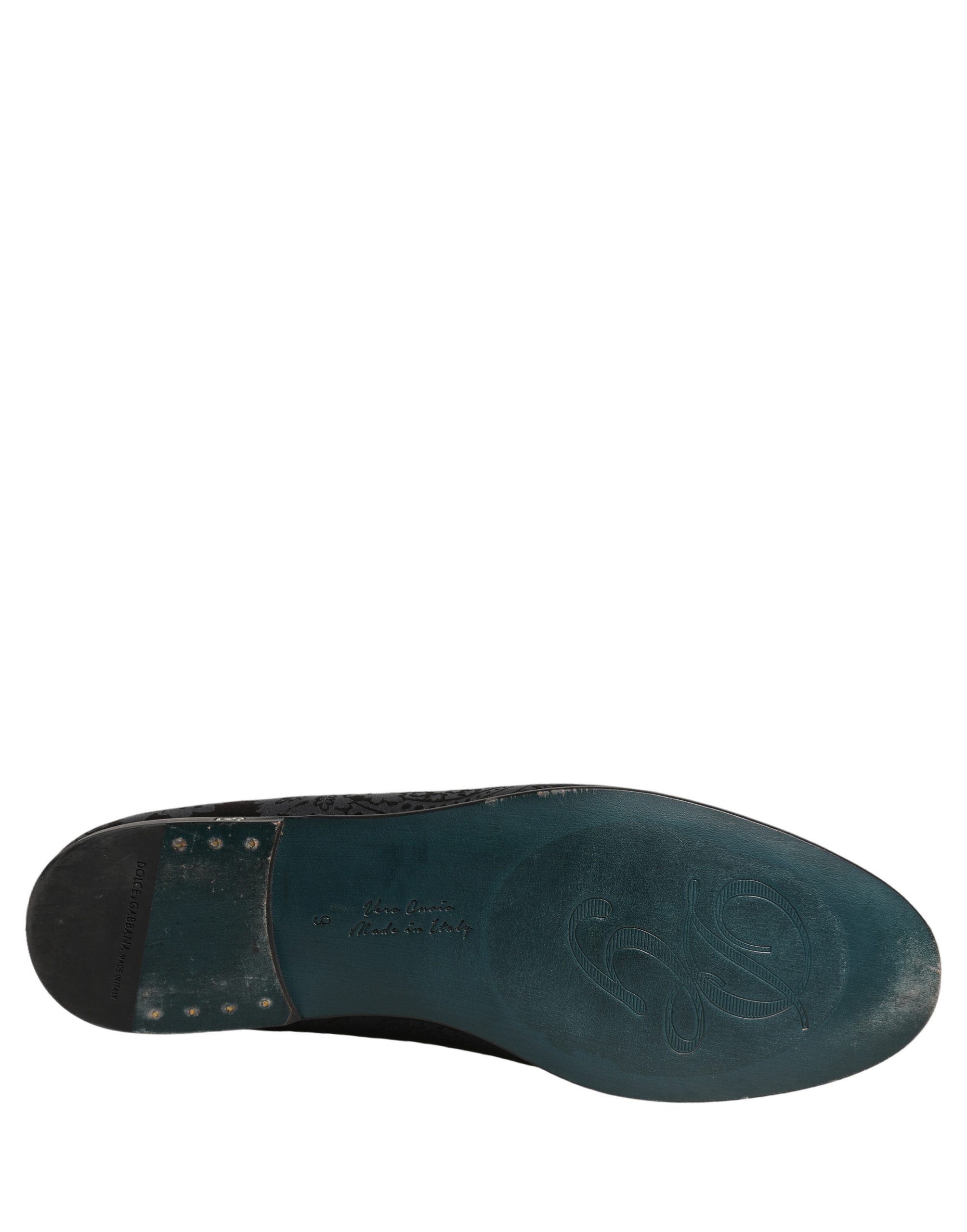 Dolce & Gabbana Blue Jacquard Leather Slip On Loafers Shoes - Men