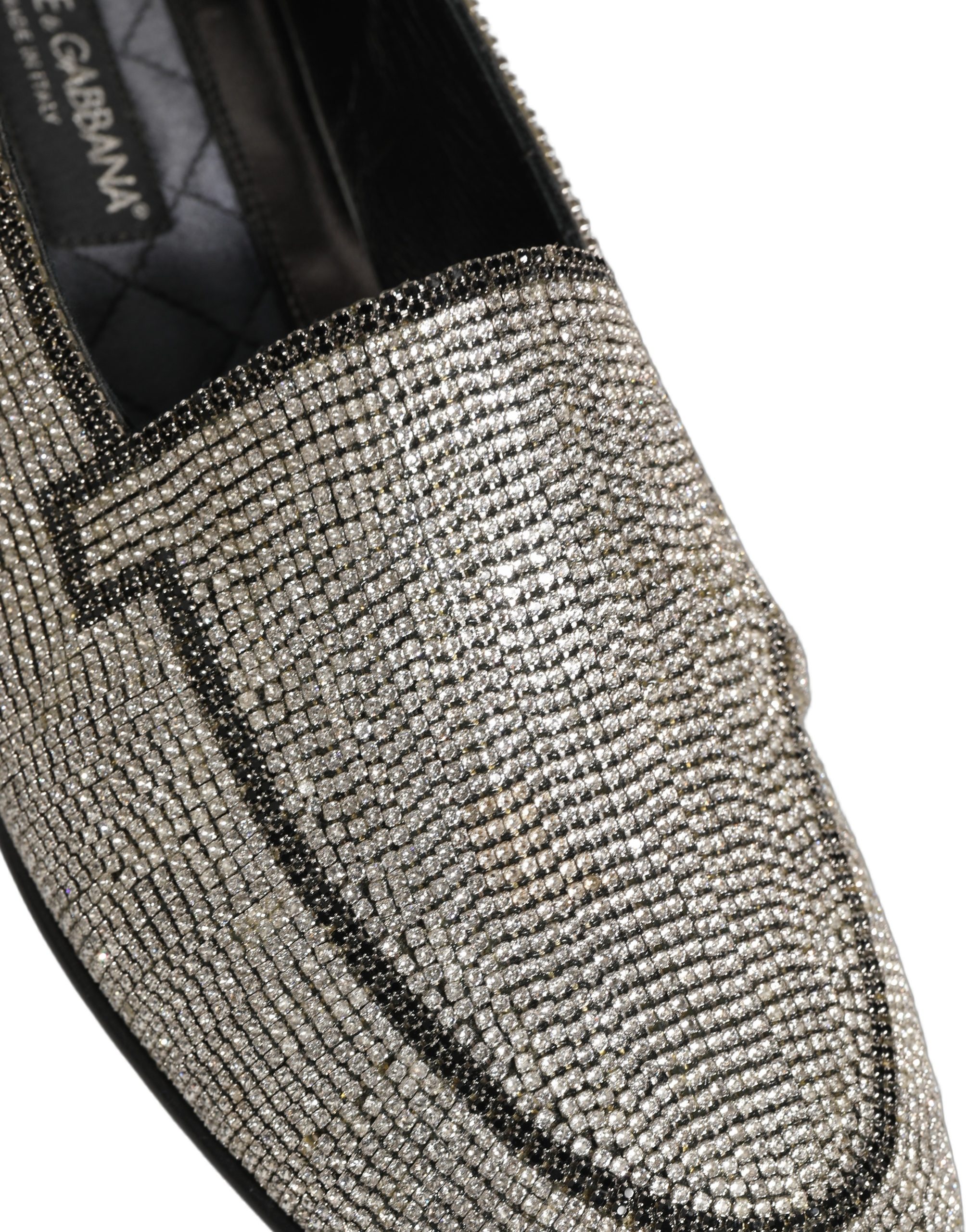 Silver Crystal Embellished Men Loafers Shoes