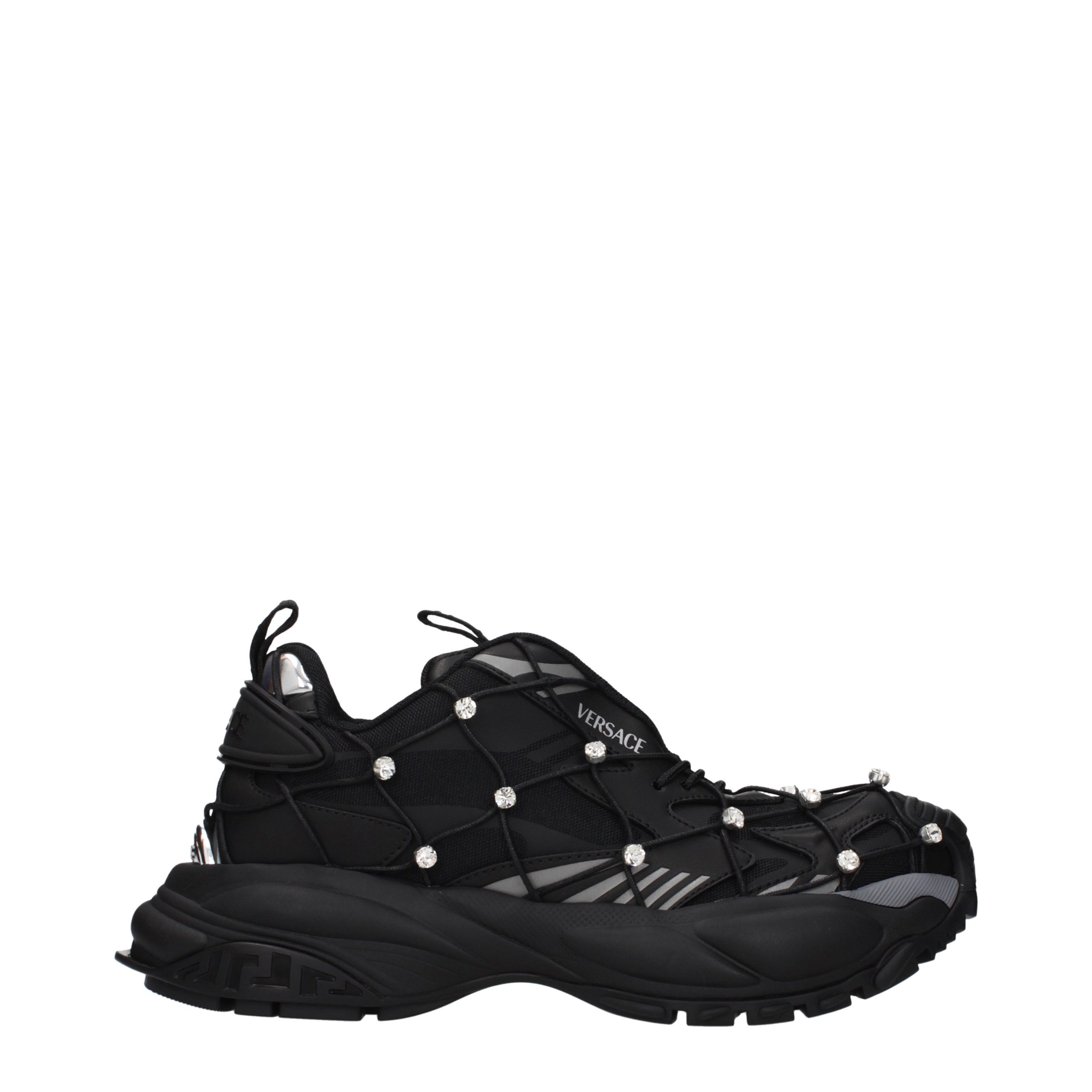 Black Fabric Chunky Sneakers