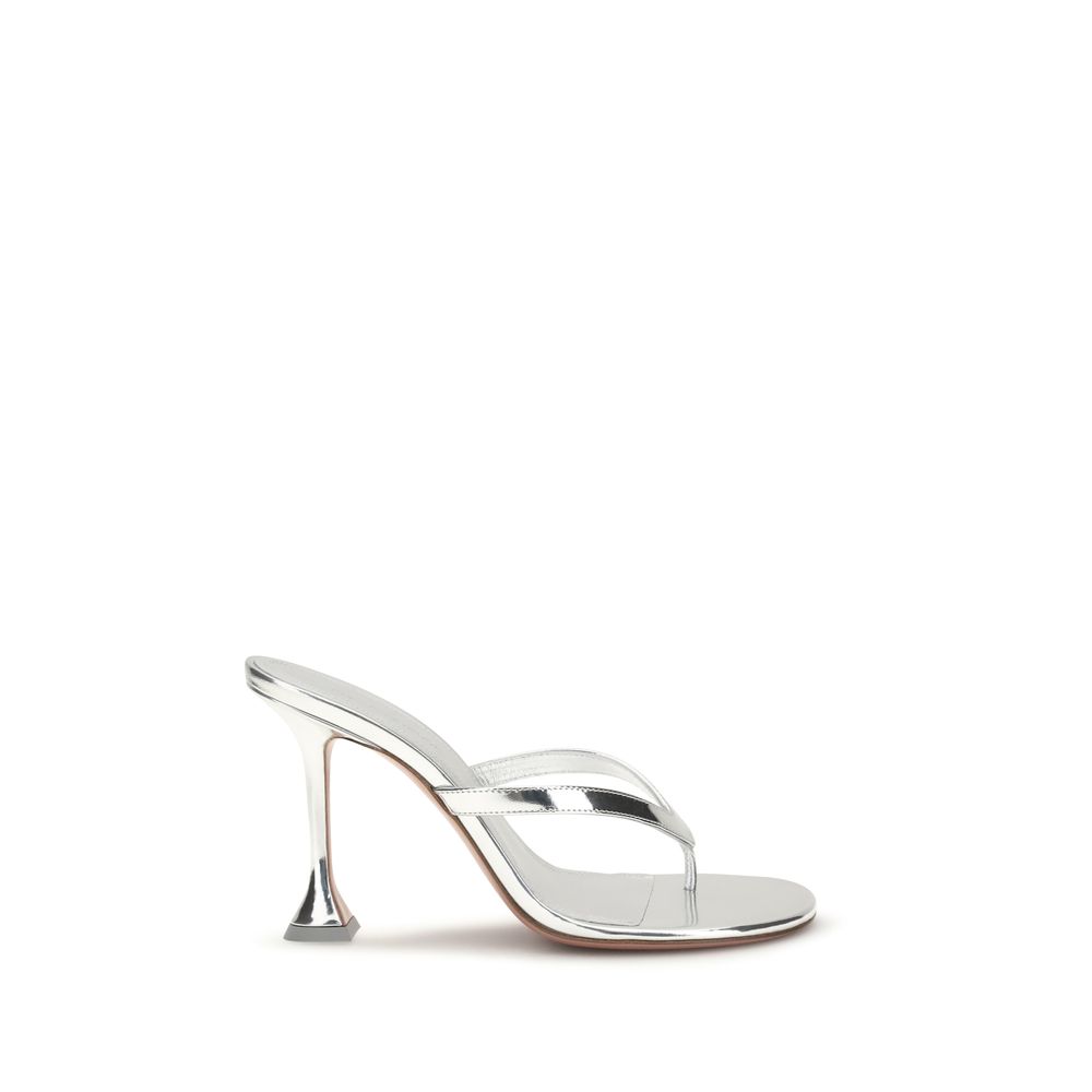 Silver Calf Leather Bos Taurus Stiletto Heel Sandals