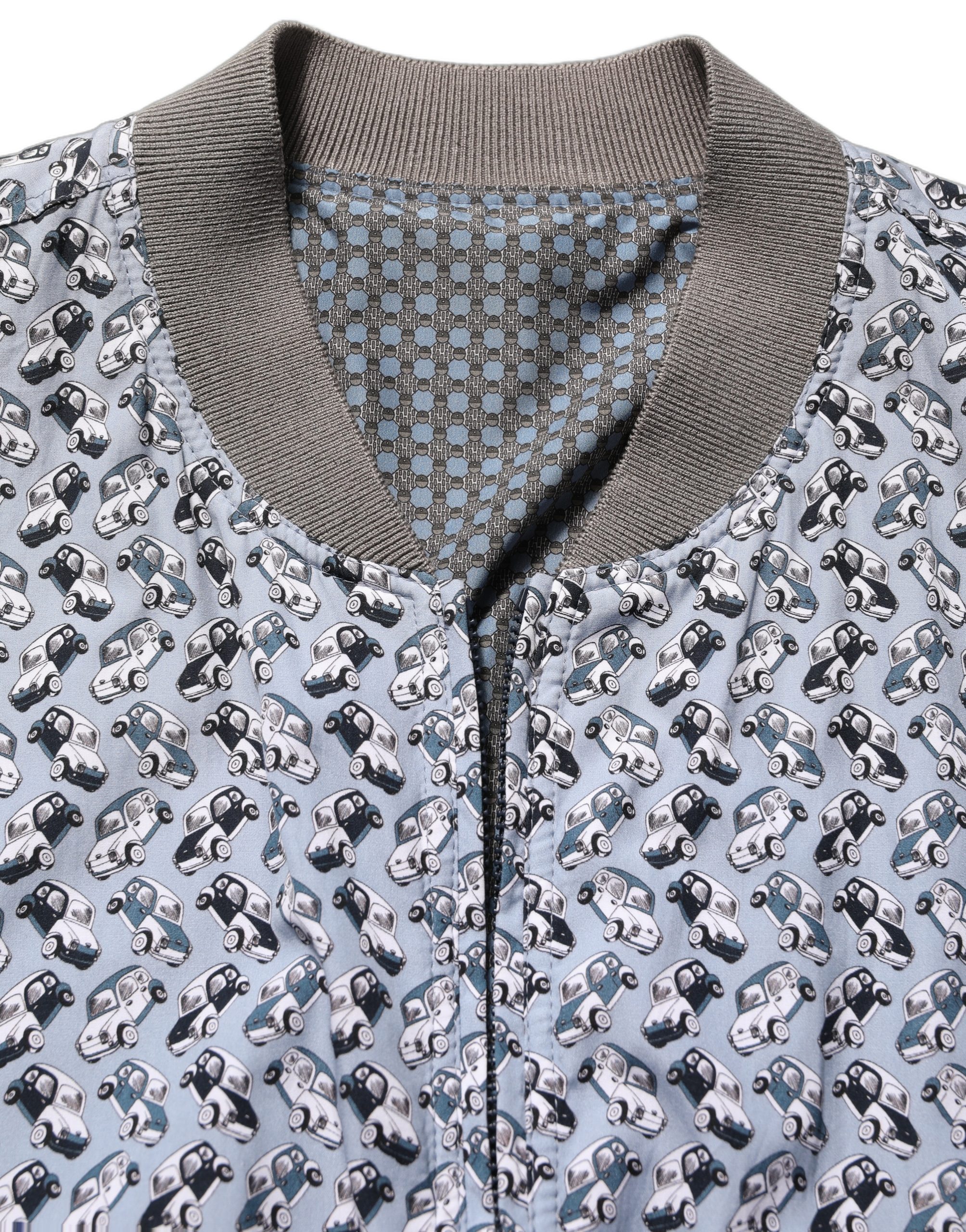 Dolce & Gabbana Light Blue Cotton Car Print Bomber Jacket Clothing - Men