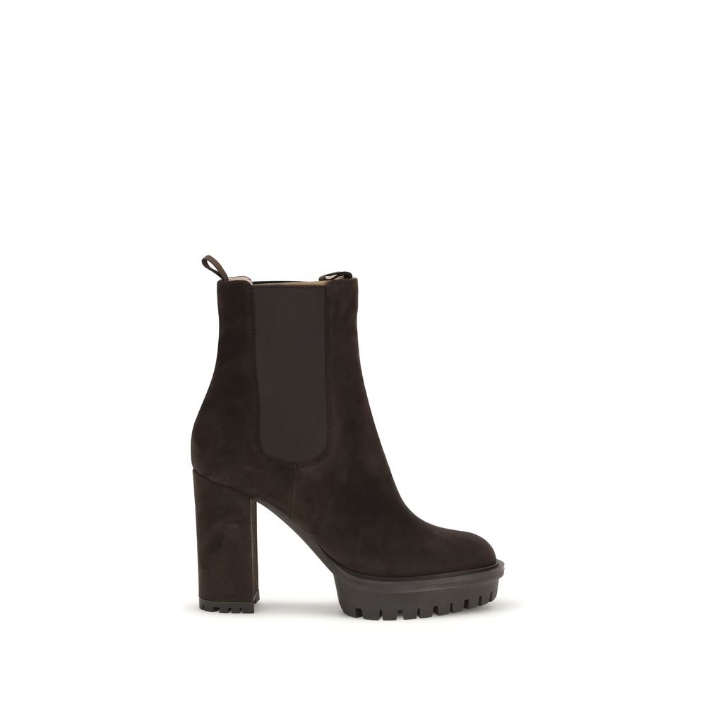 Gianvito Rossi Brown Calf Leather Bos Taurus Ankle Boots - Women