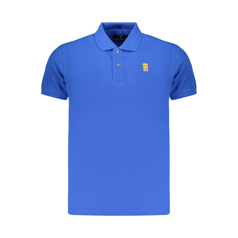 Blue Cotton Men Polo