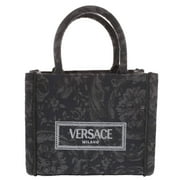 Versace Womens Extra Small Athena Shopping Bag Black Gold Canvas - Women
