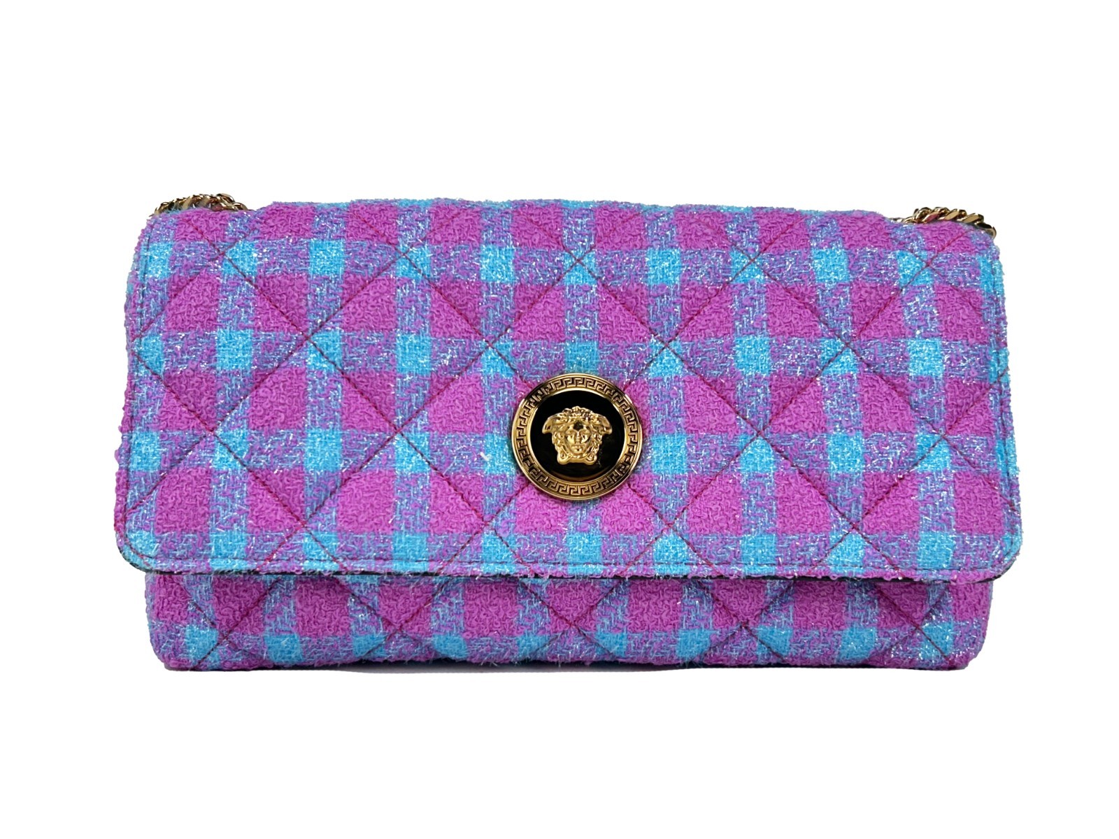 Versace Wool Lurex Medium Shoulder Crossbody Bag Gold - Women
