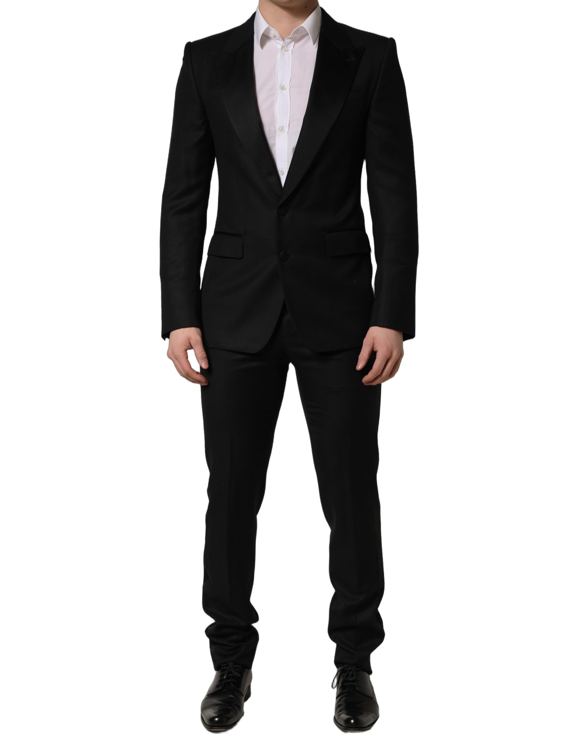 Black Wool Slim Fit Formal 2 Piece Men Suit