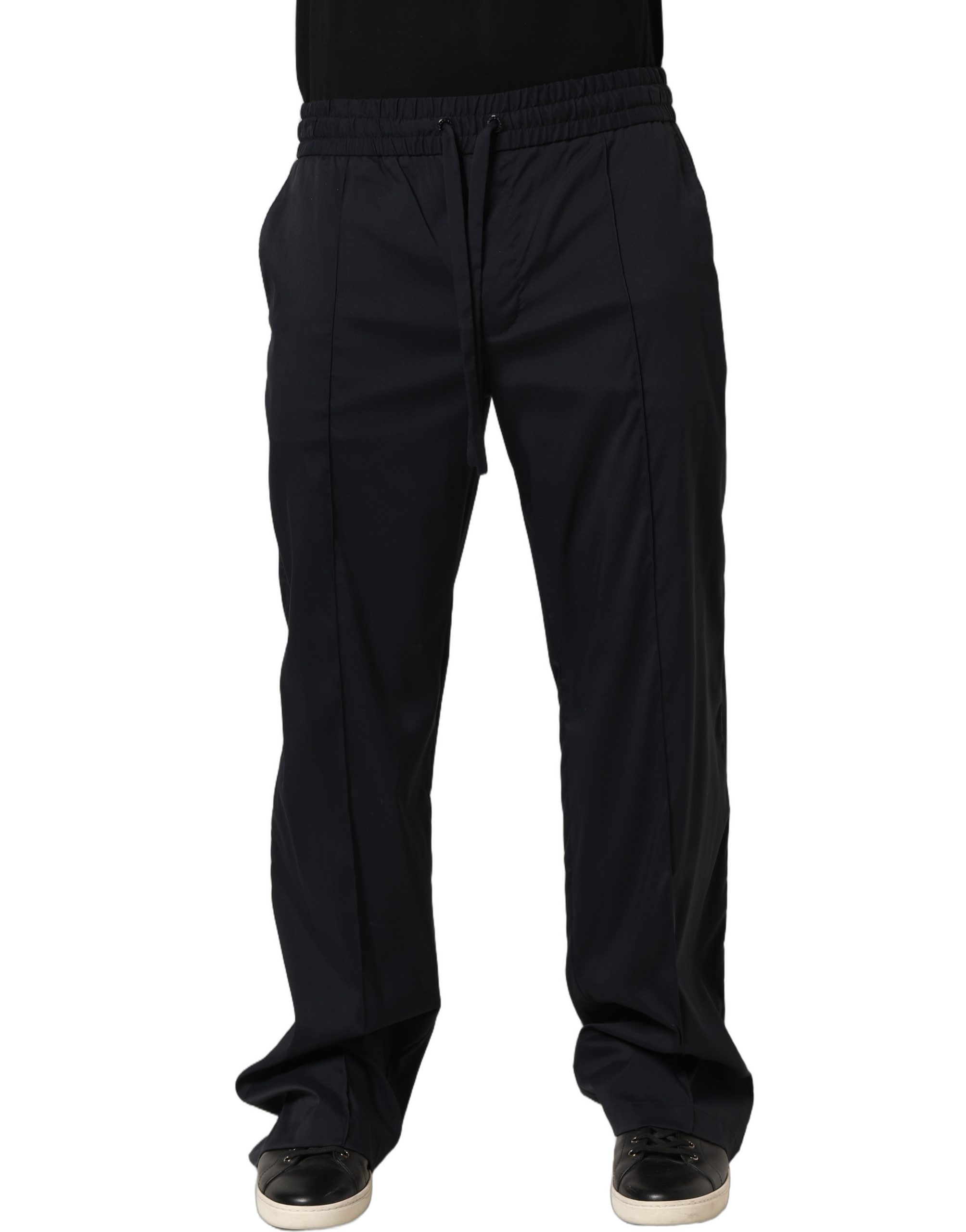 Black Nylon Straight Jogger Sweatpants Pants