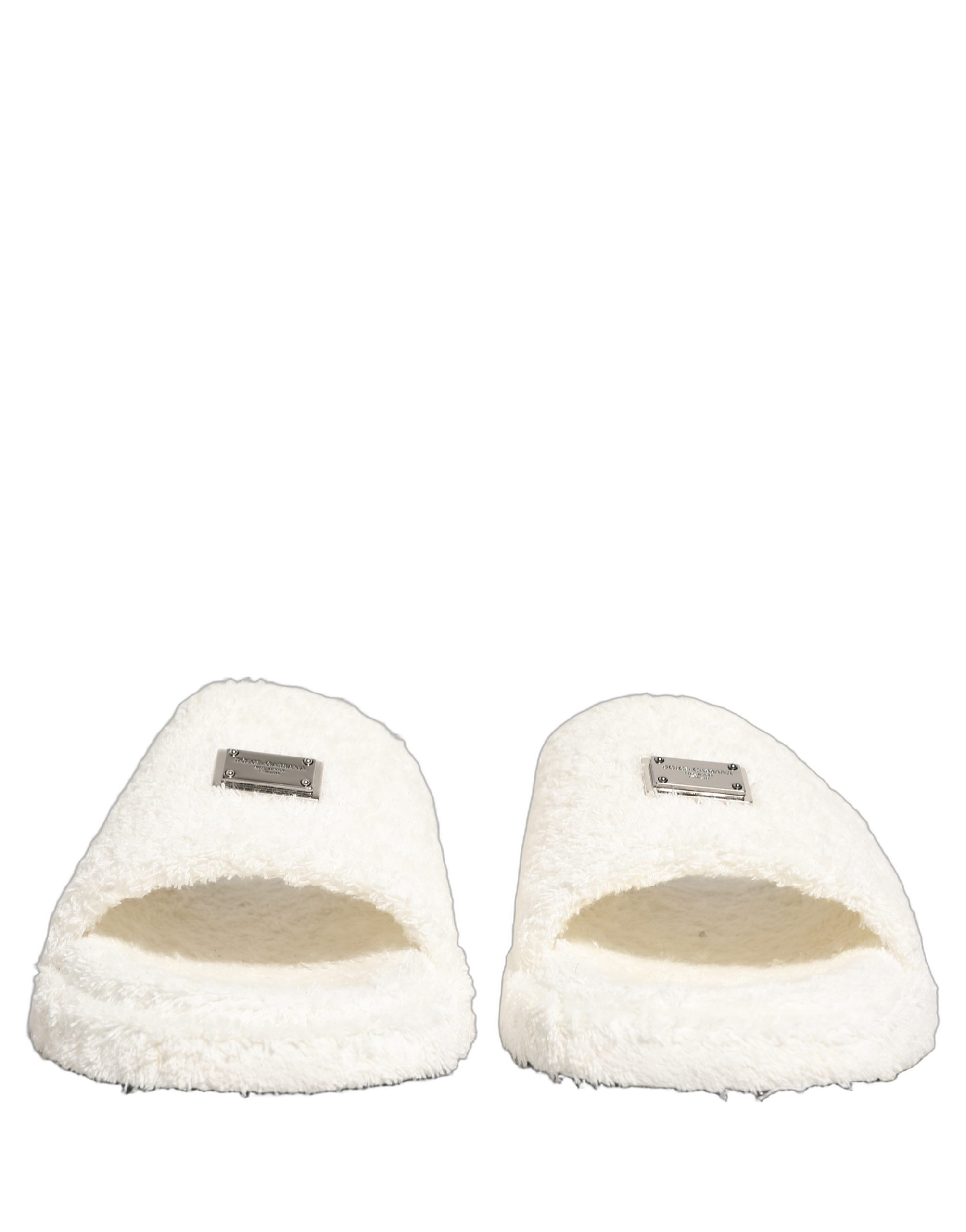 White Faux Fur Flats Men Slides Sandals Shoes