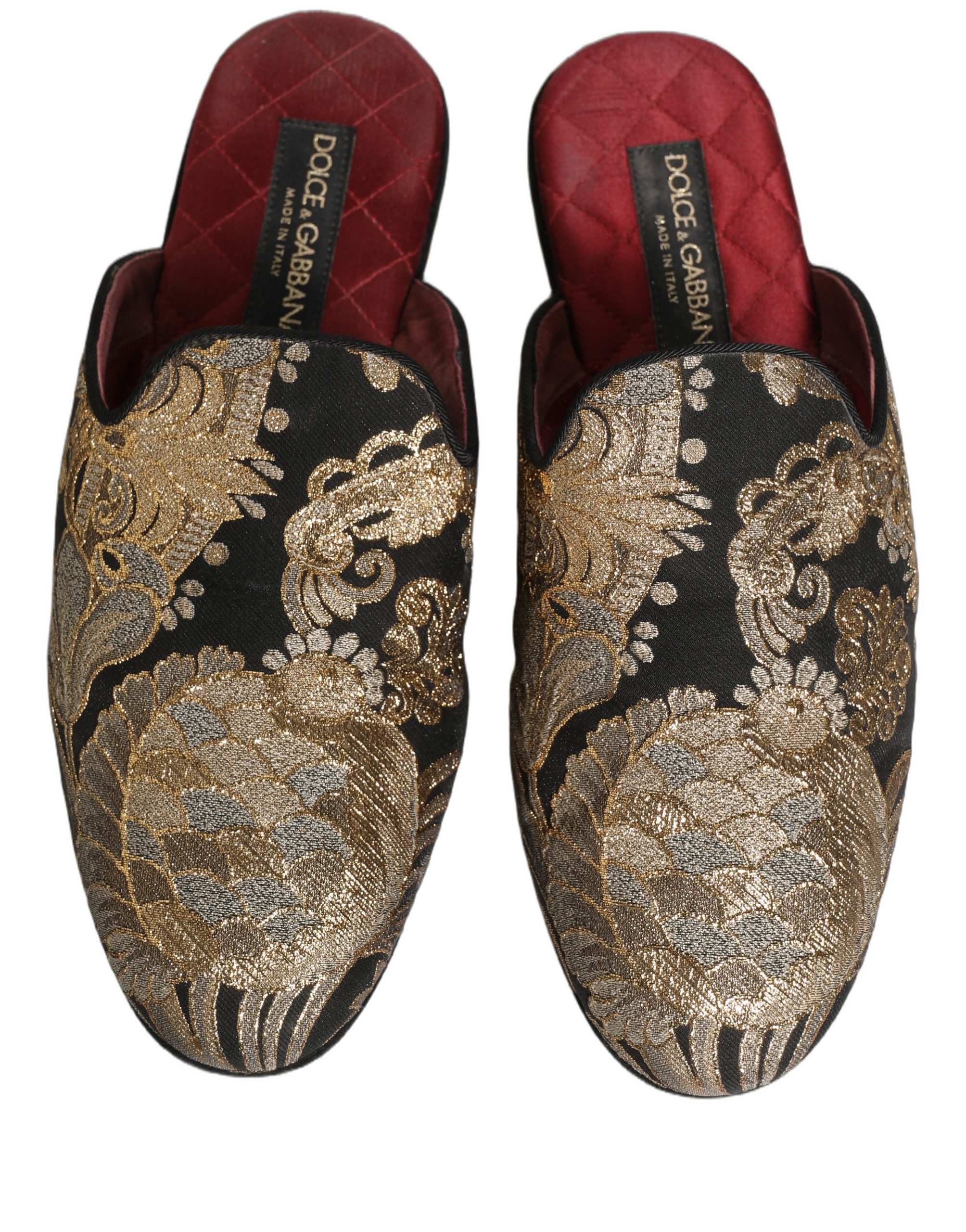 Black Floral Jacquard Flats Sandals Men Shoes