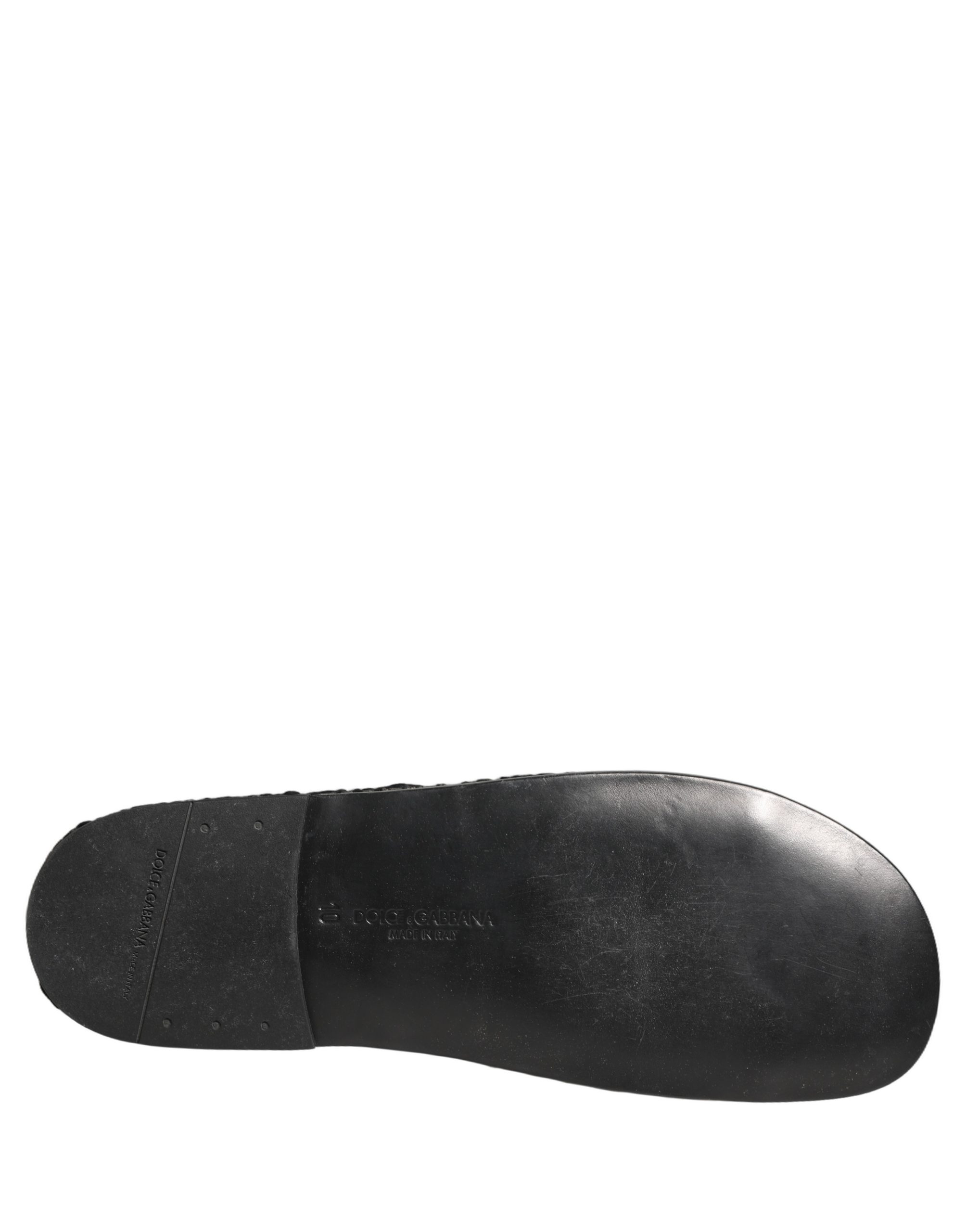 Black Fabric Woven Slides Sandals Flats Shoes
