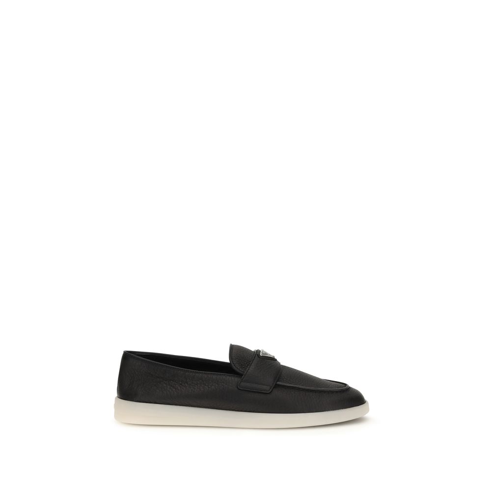 Prada Black Calf Leather Bos Taurus Slip-On Loafers - Men