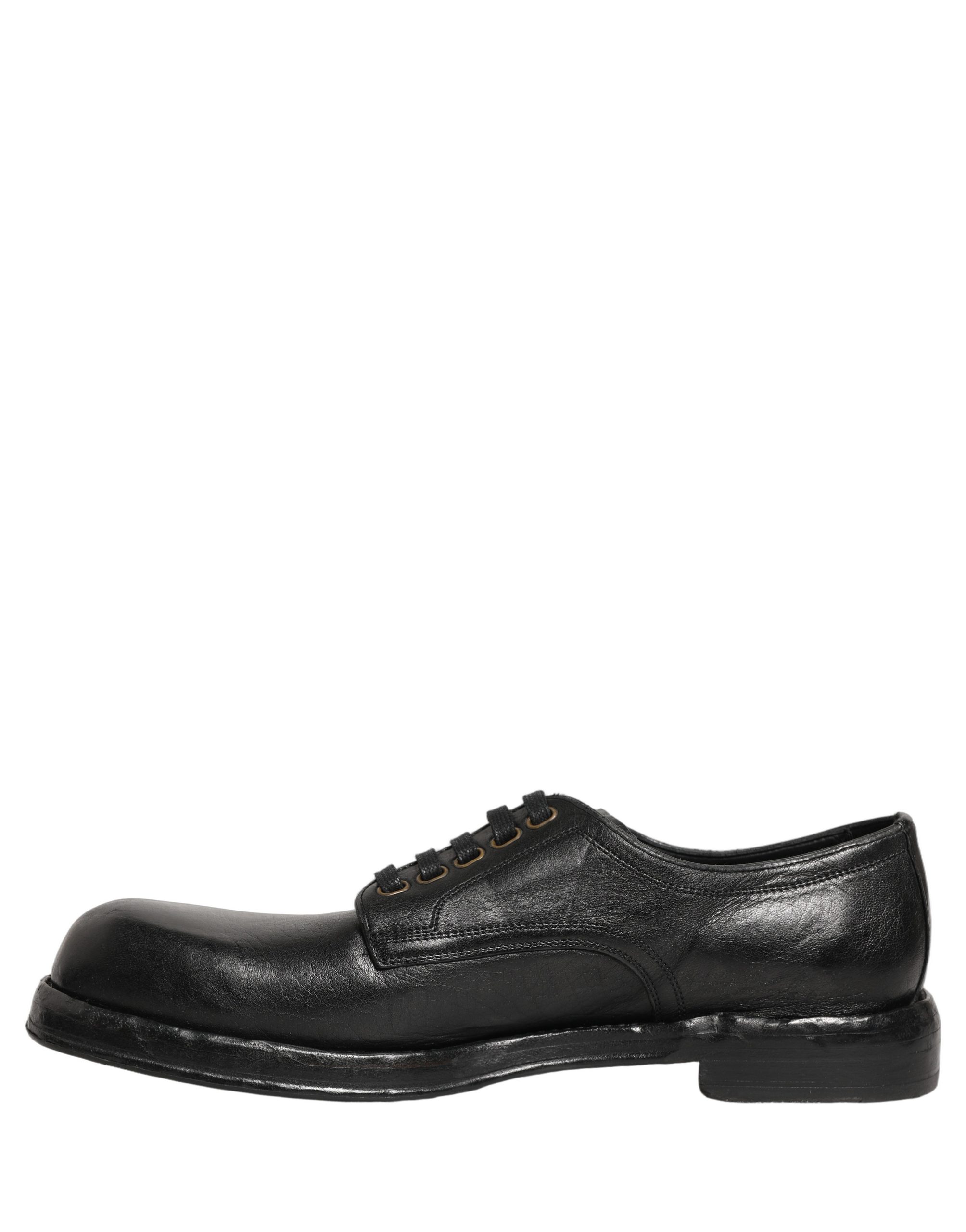 Dolce & Gabbana Black Leather Lace Up Derby Dress Men Shoes Horse - Men