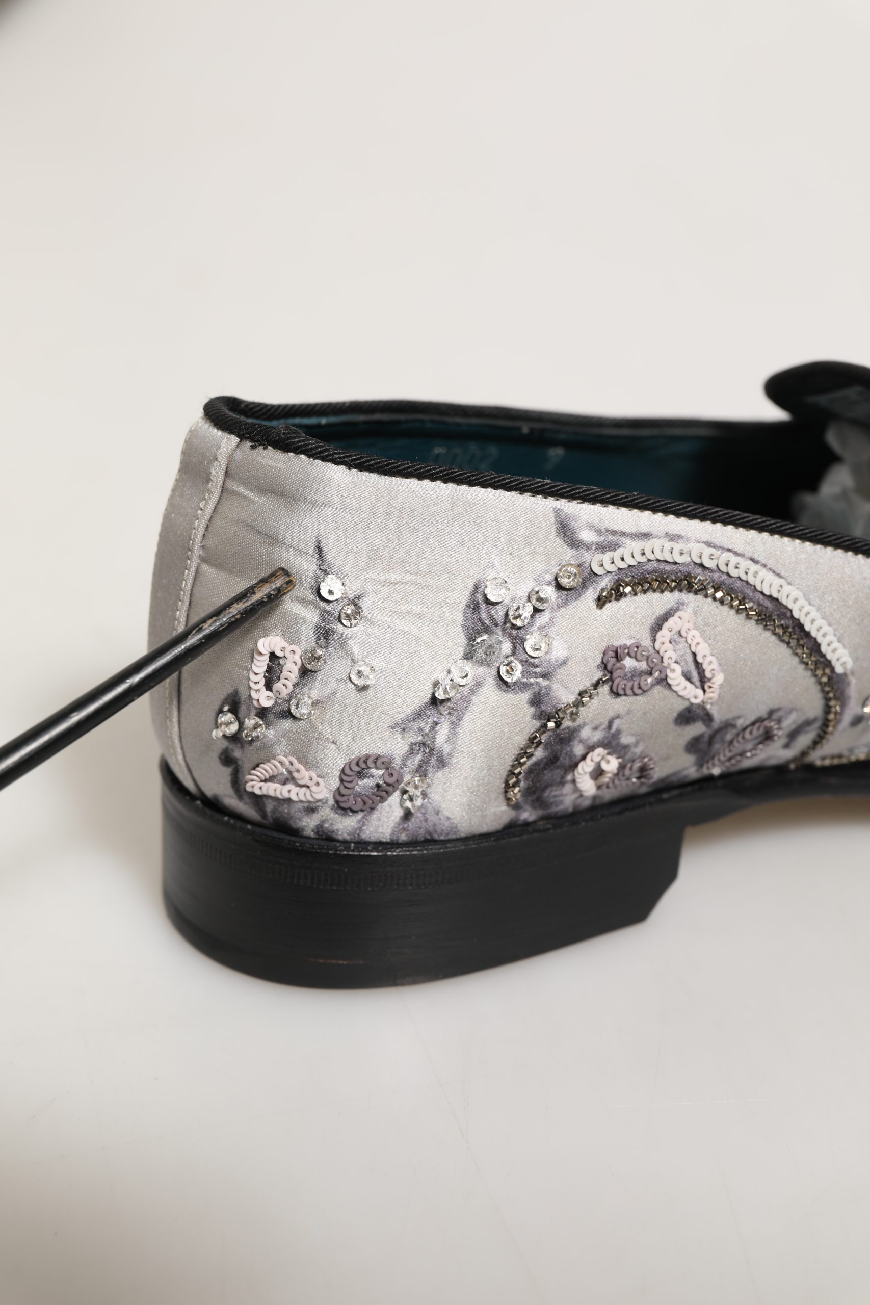 White Sequined Formal Slip On Loafers Shoes