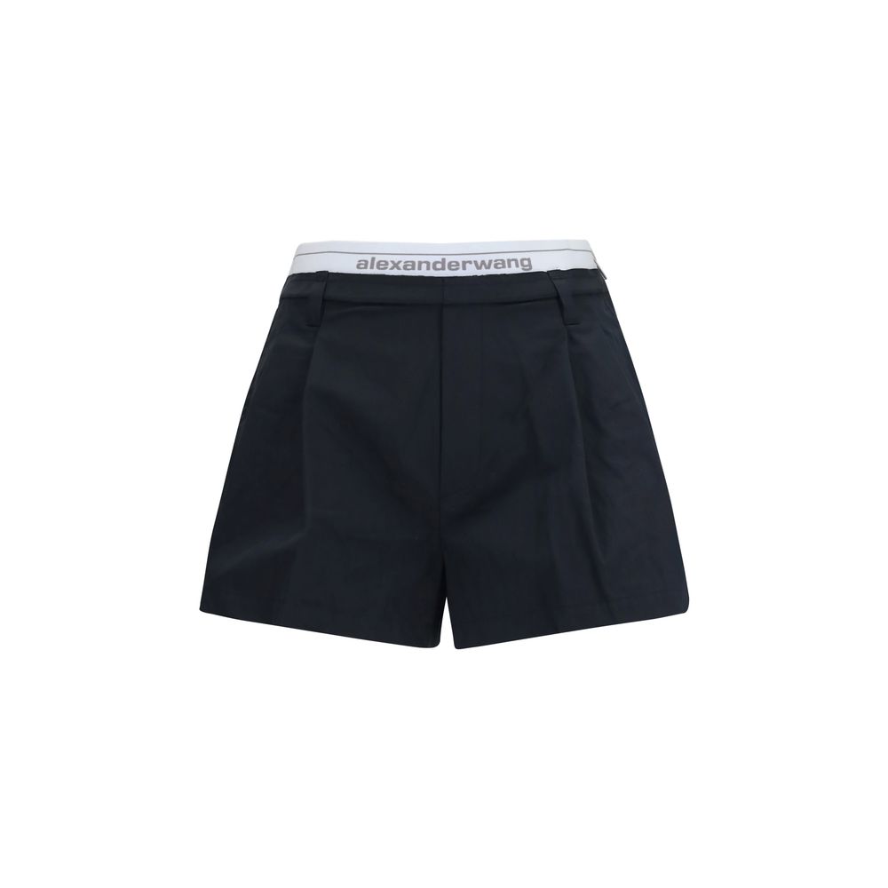 Black Cotton Bermuda Shorts