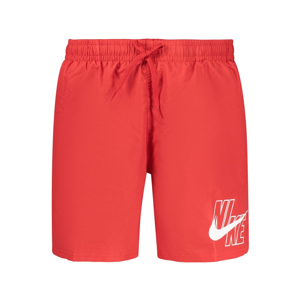 Red Polyester Men's Swimwear