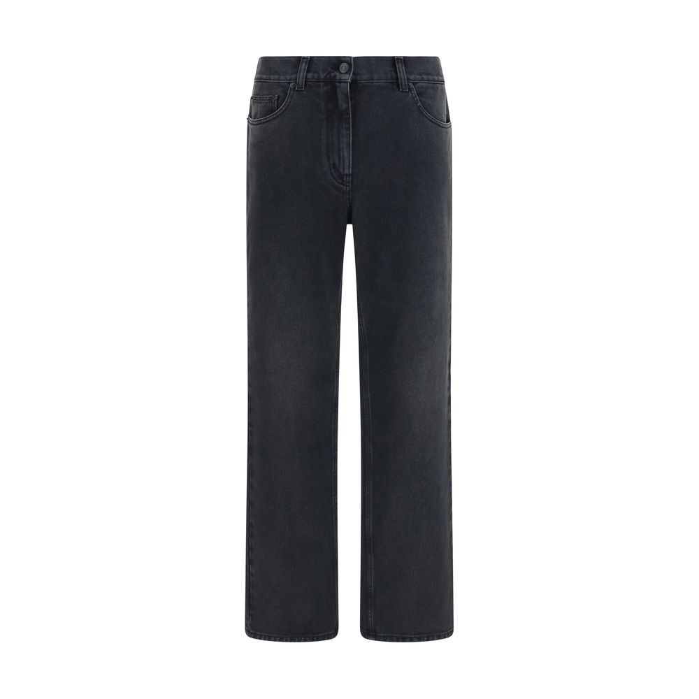 Black Cotton Straight-Leg Jeans