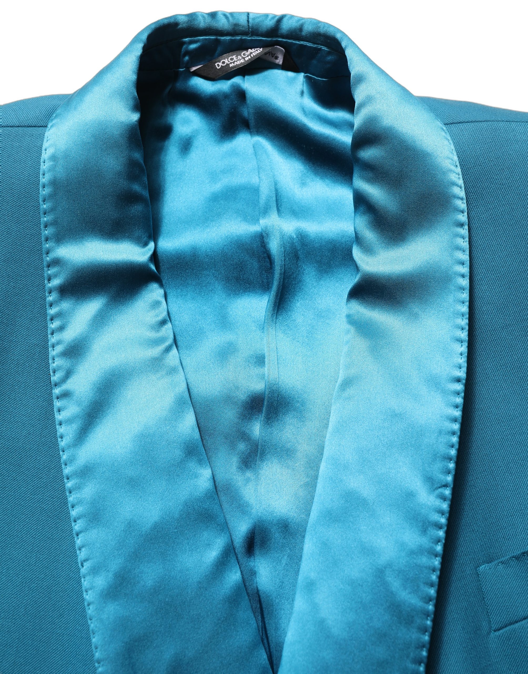 Teal Wool Double Breasted Formal Coat Blazer