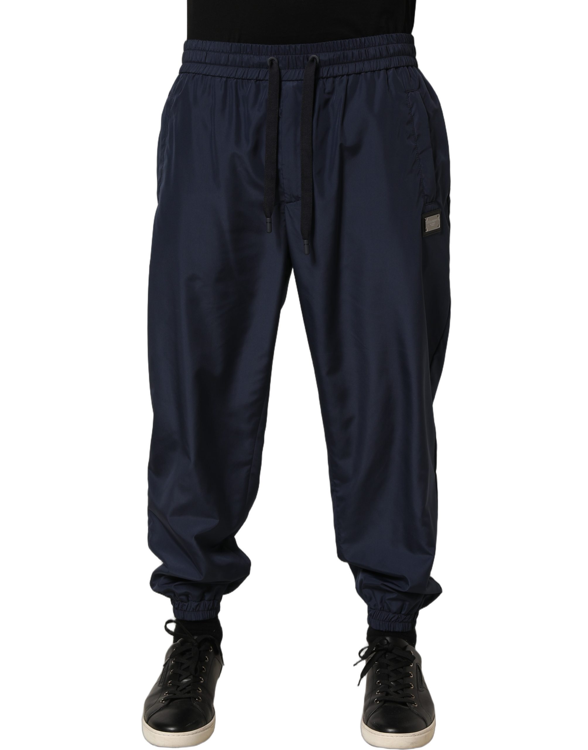 Dark Blue Polyester Jogger Sweatpants Pants