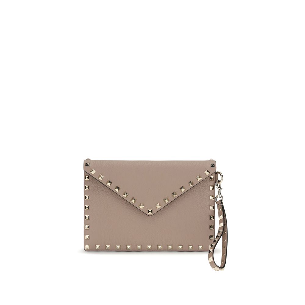 Valentino Garavani Beige Calf Leather Bos Taurus Clutch Bag - Women