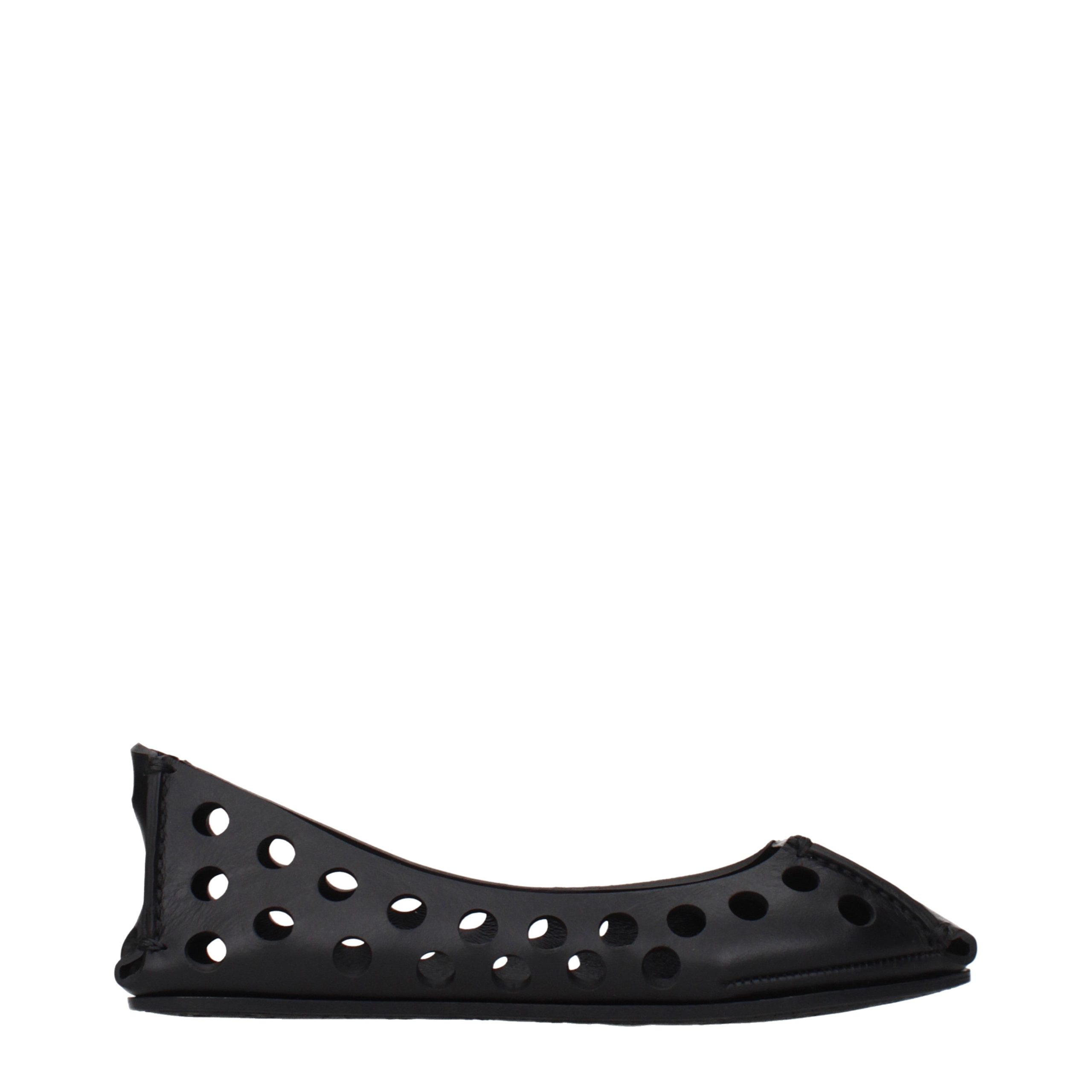 Black Leather Ballet Flats