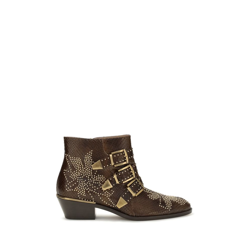 Chloé Brown Calf Leather Bos Taurus Ankle Boots - Women