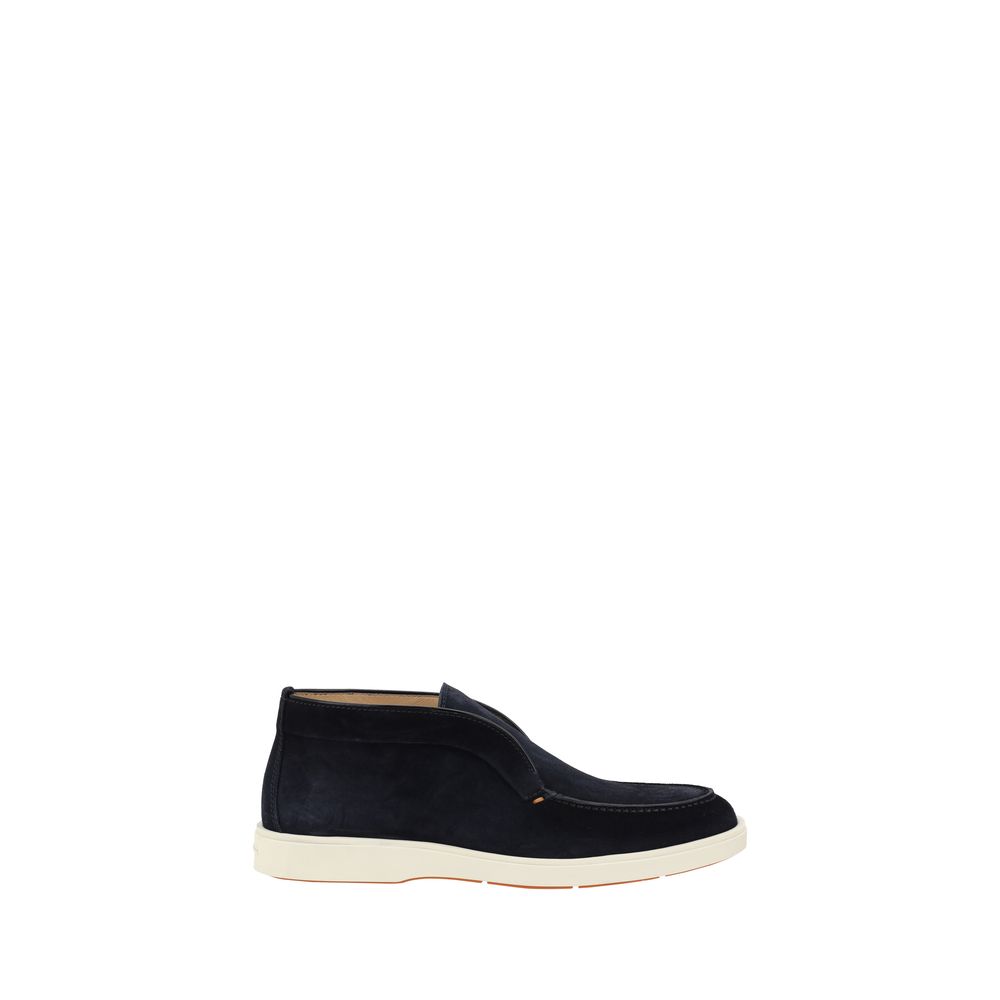Santoni Blue Calf Leather Bos Taurus Ankle Boots - Men