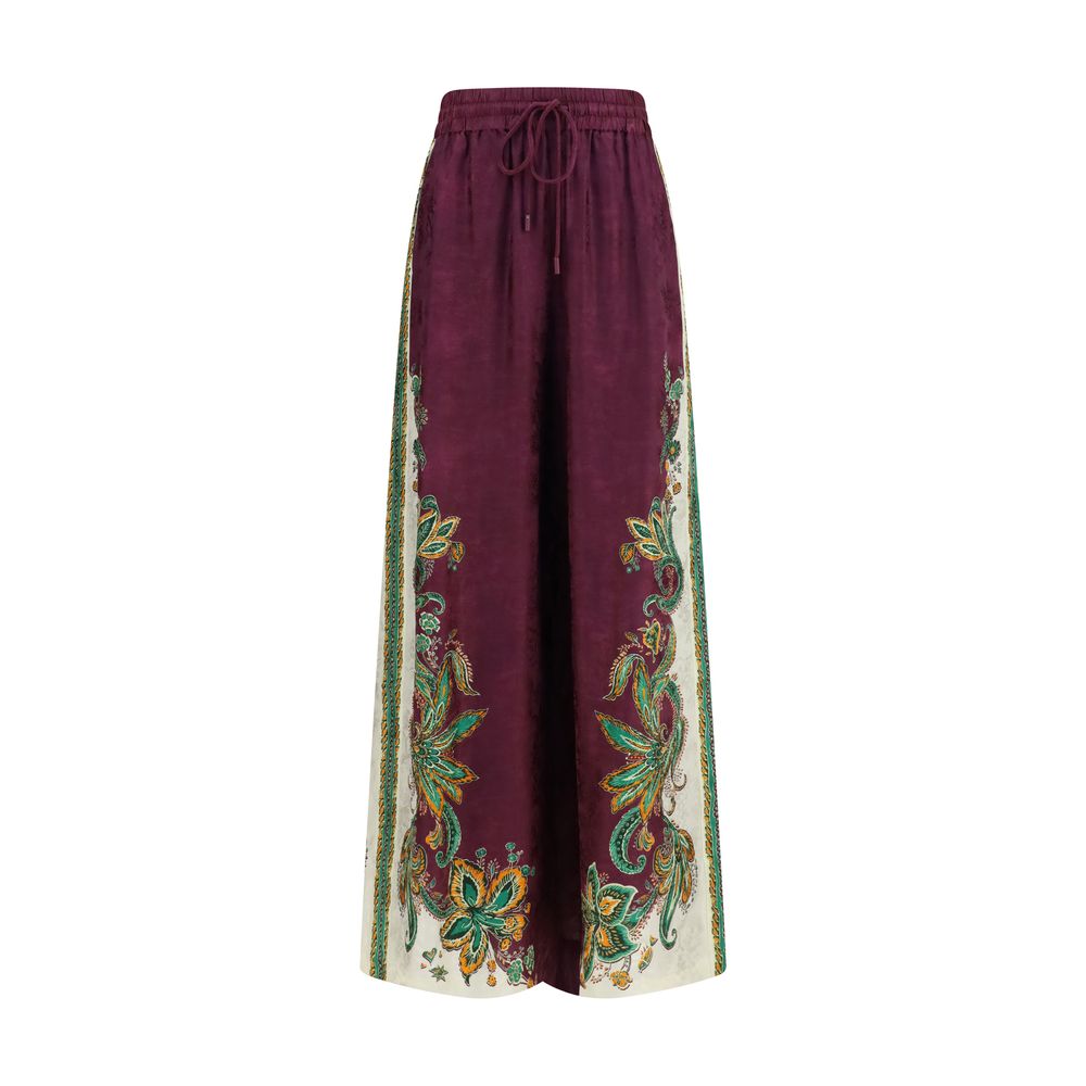 Purple Viscose Casual Pants