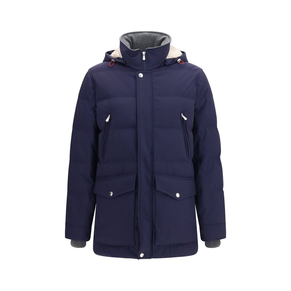 Brunello Cucinelli Blue Goose Down Full-Length Jacket Clothing - Men