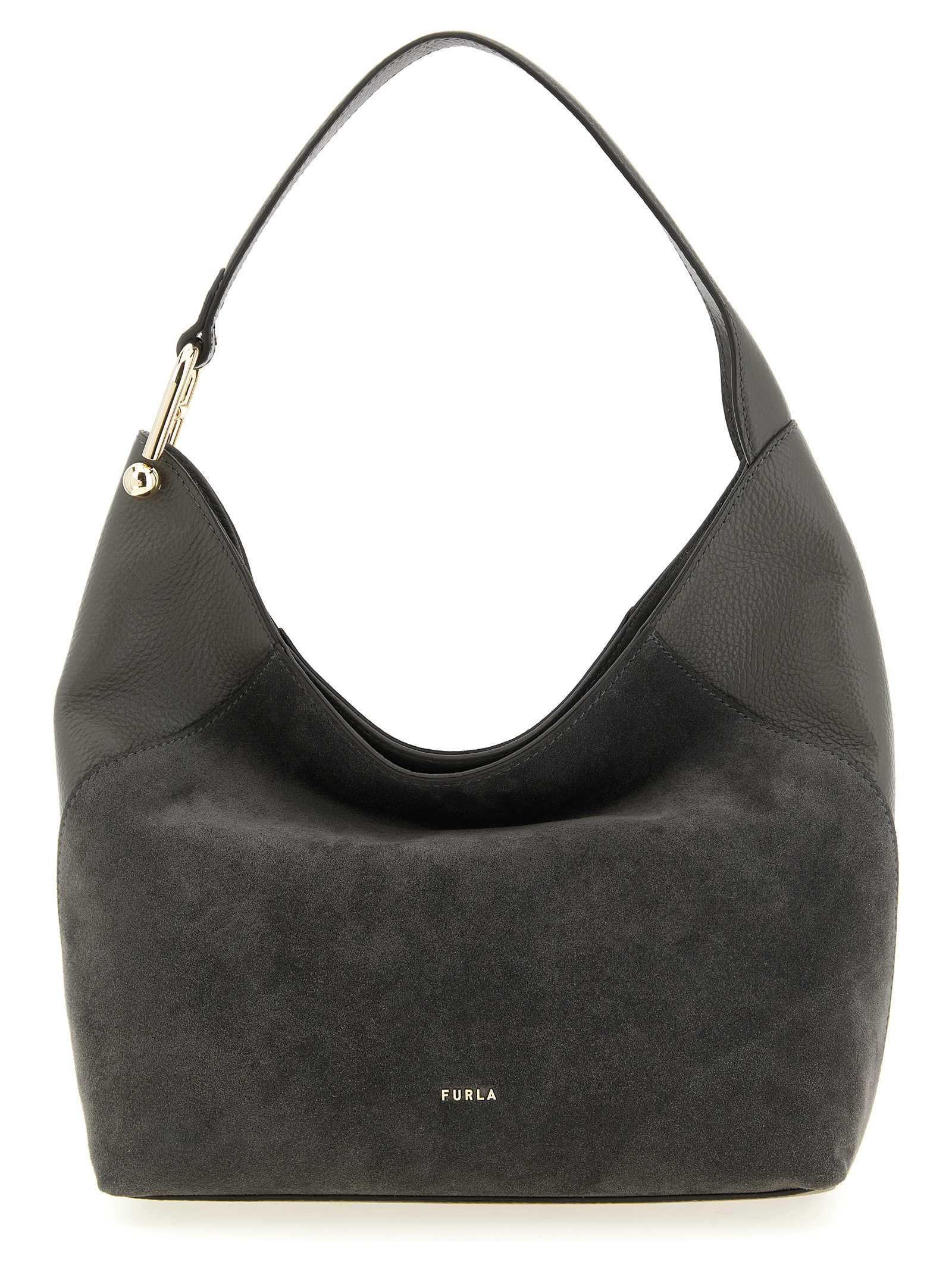 Gray Calfskin Shoulder Bag
