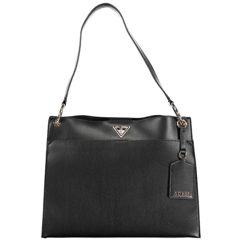 Black Polyurethane Women Handbag