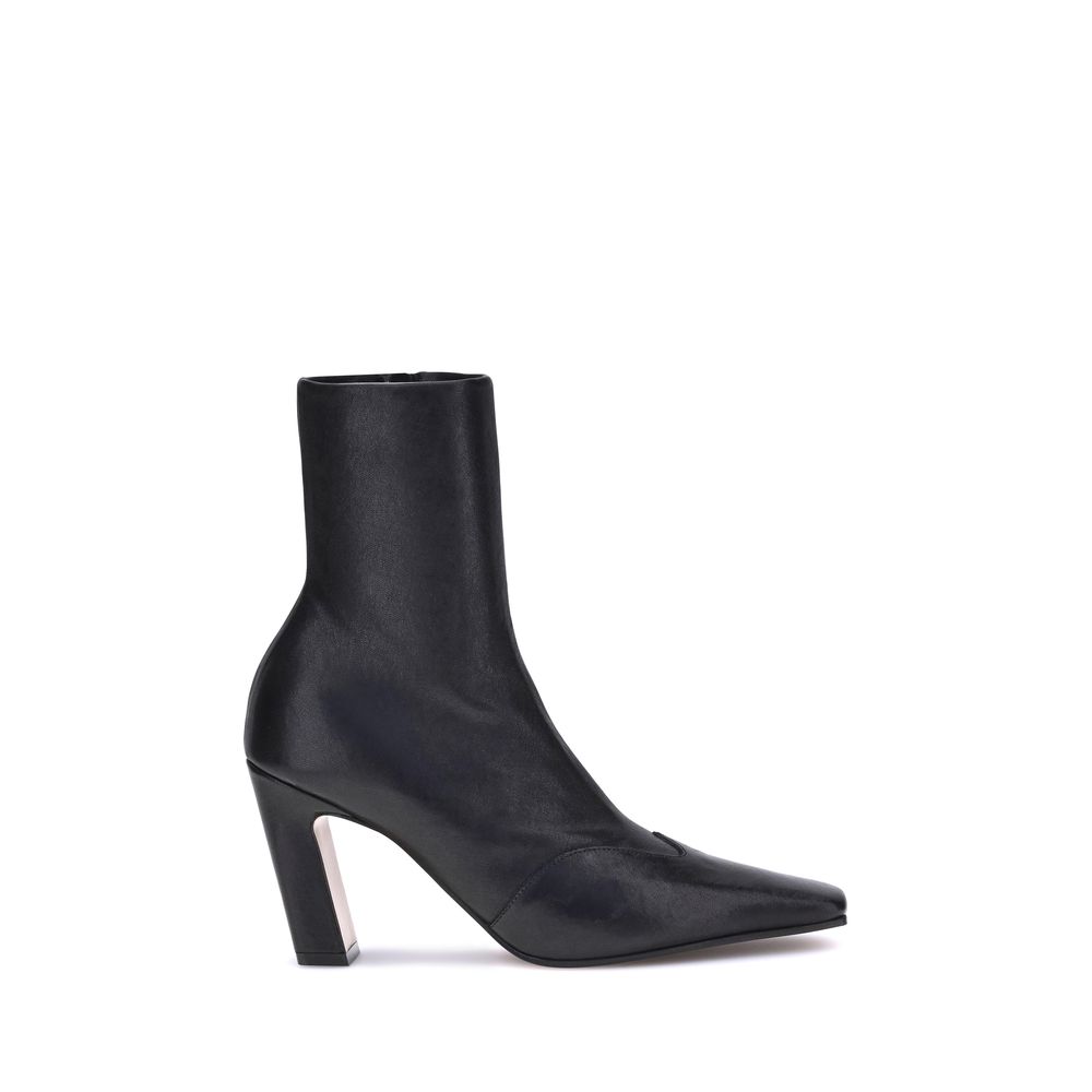 Khaite Black Calf Leather Bos Taurus Ankle Boots - Women