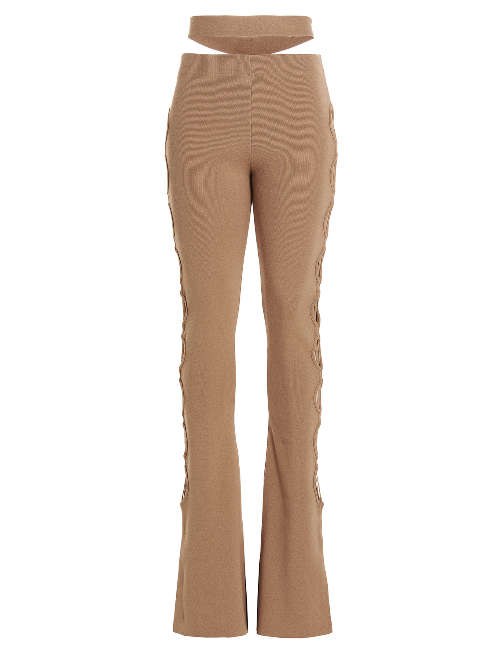 Beige Viscose Flared Pants