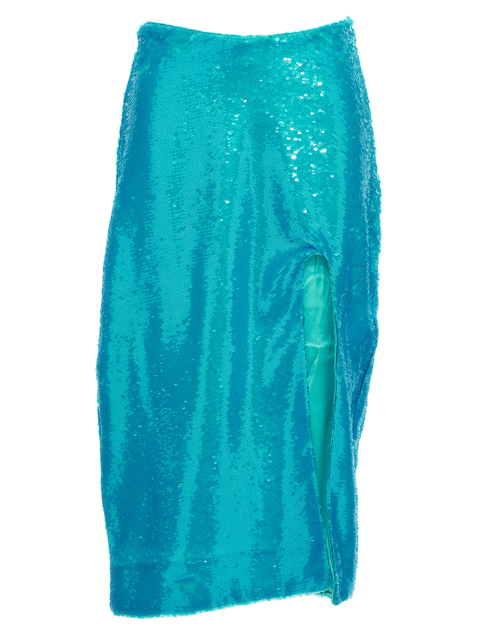 Blue Recycled Polyester Midi Skirt
