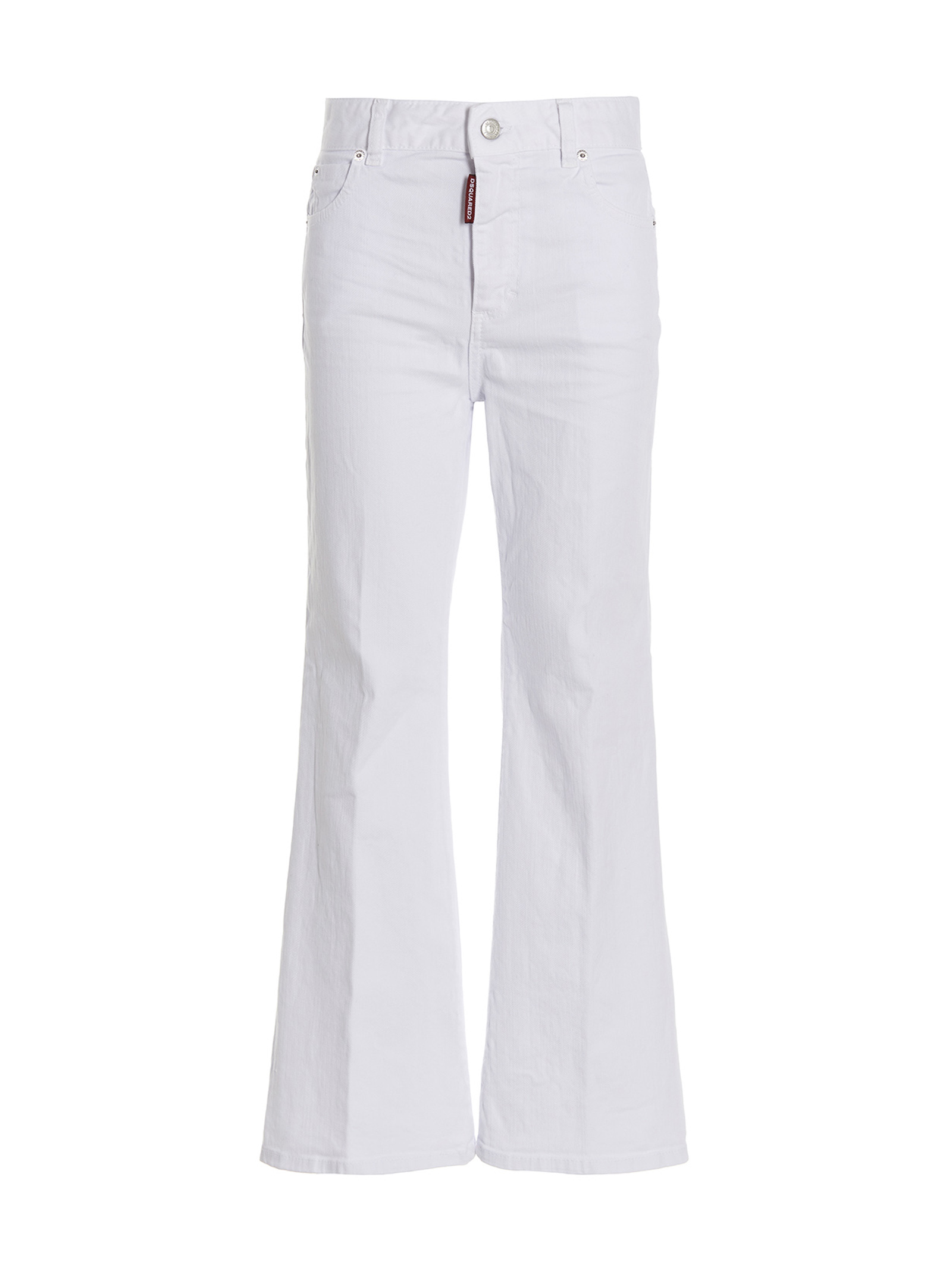 White Cotton Flared Jeans