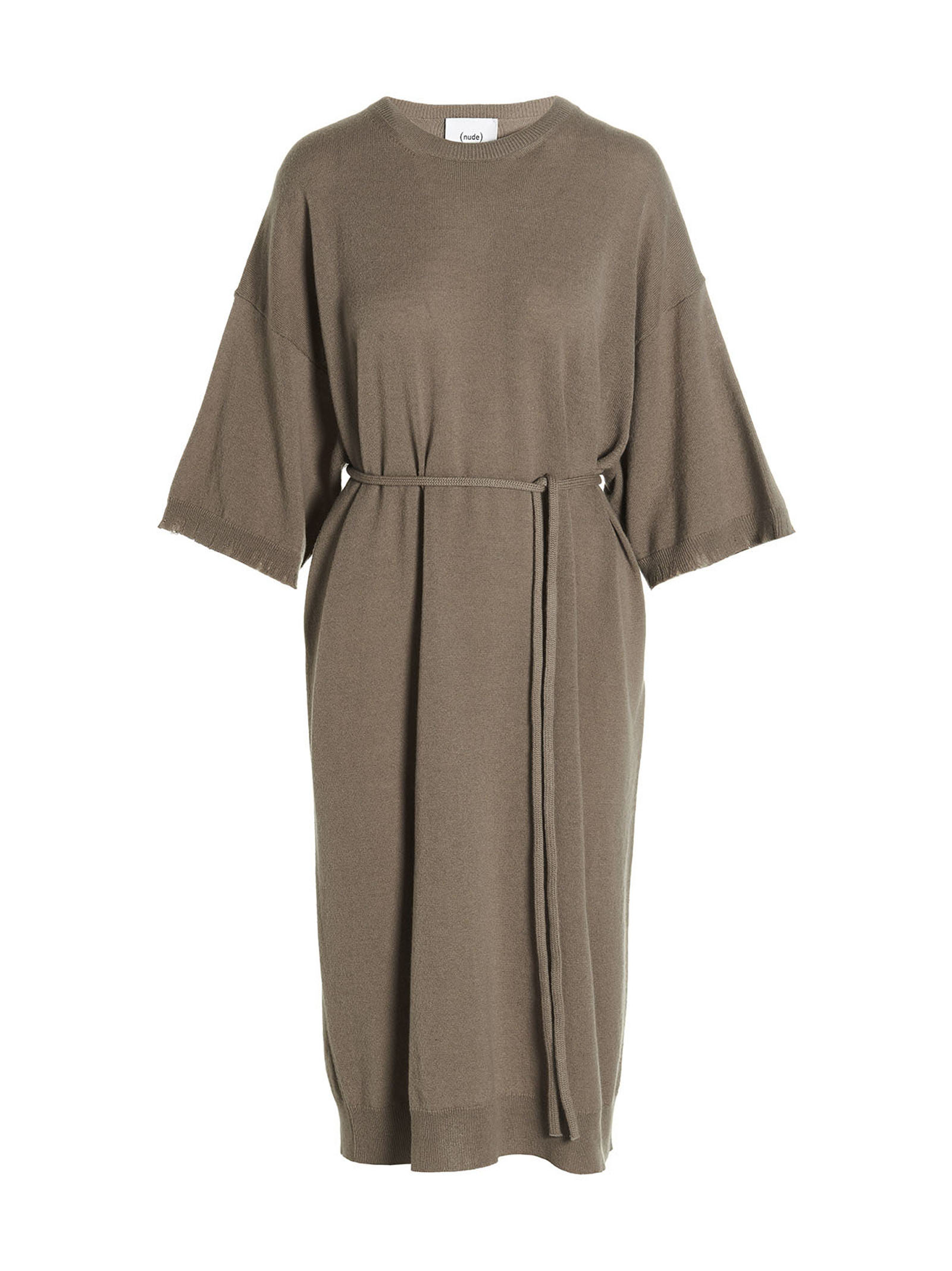 Beige Virgin Wool Long Dress