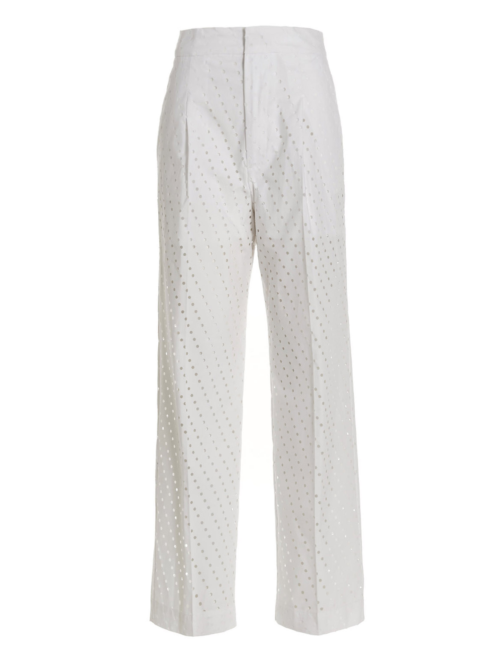 White Cotton Casual Pants