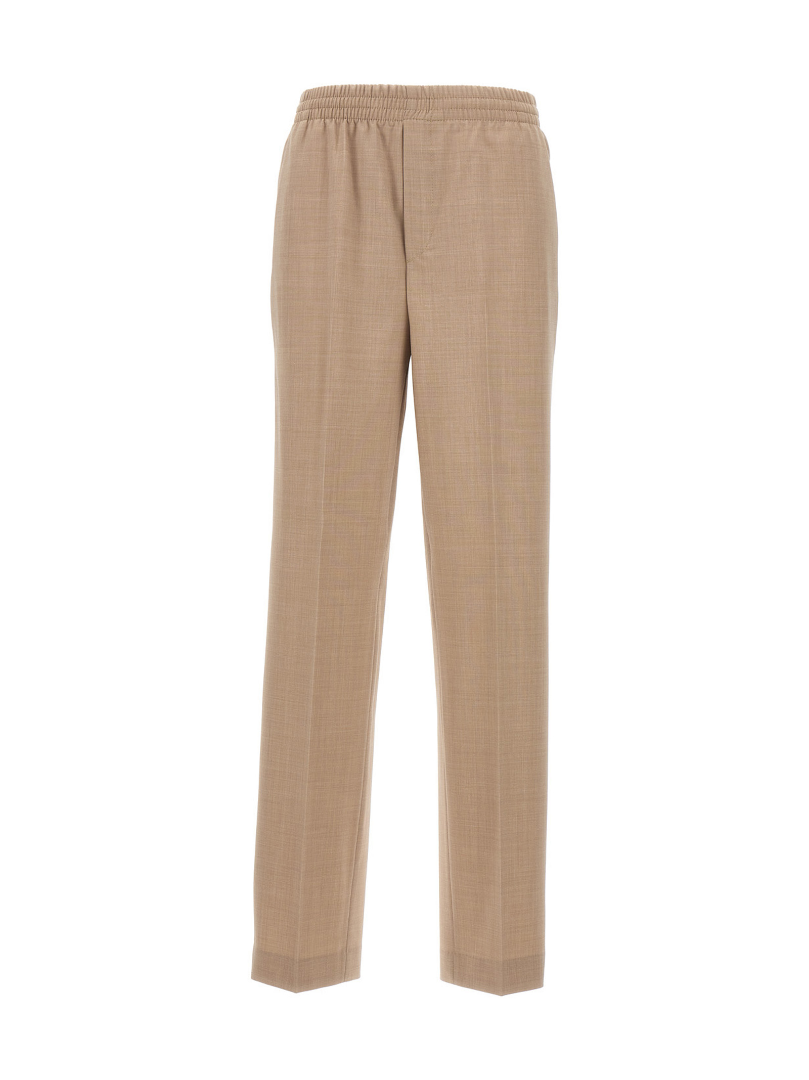 Beige Polyester Casual Pants