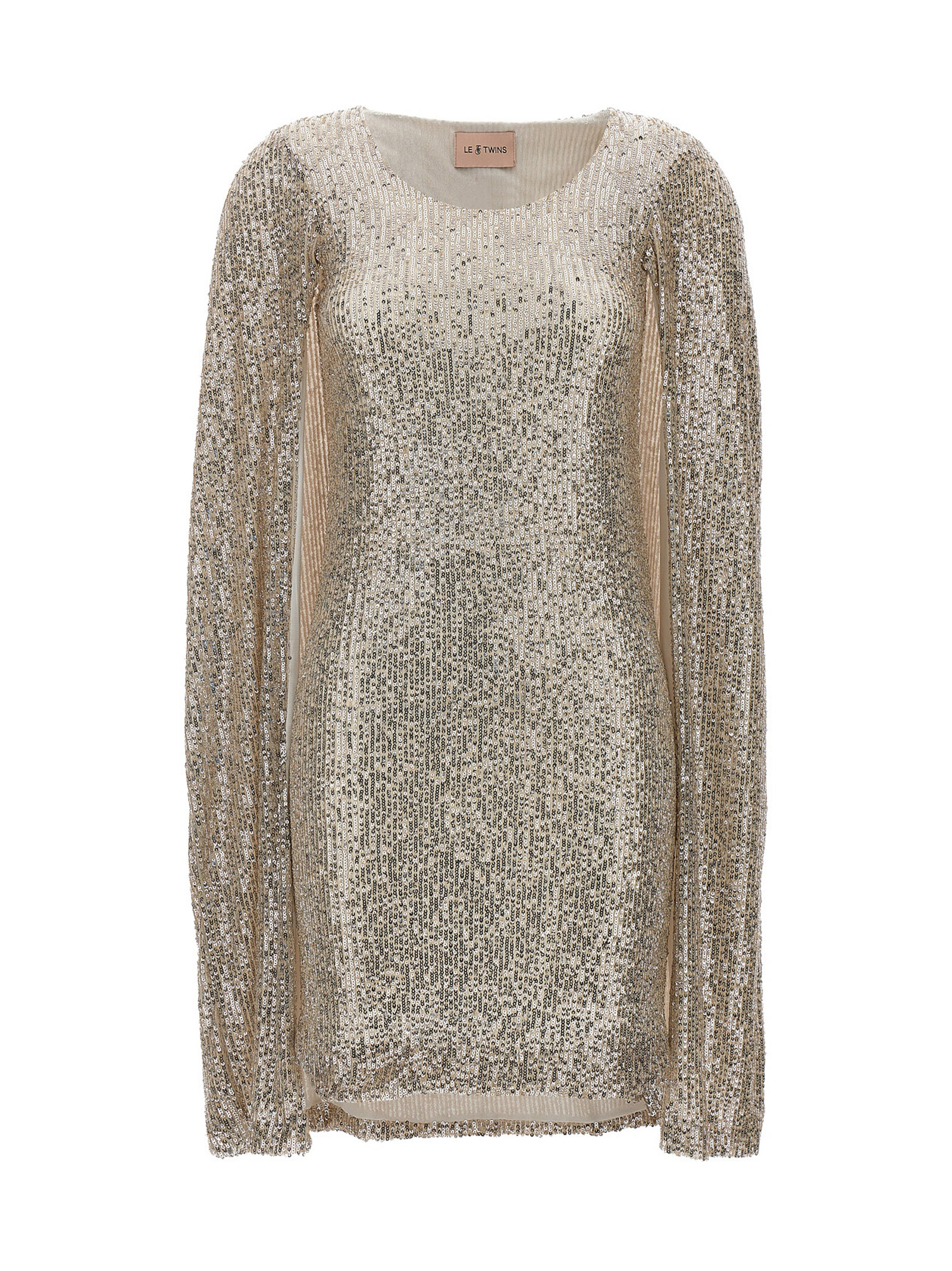 Silver Polyester Short Dress