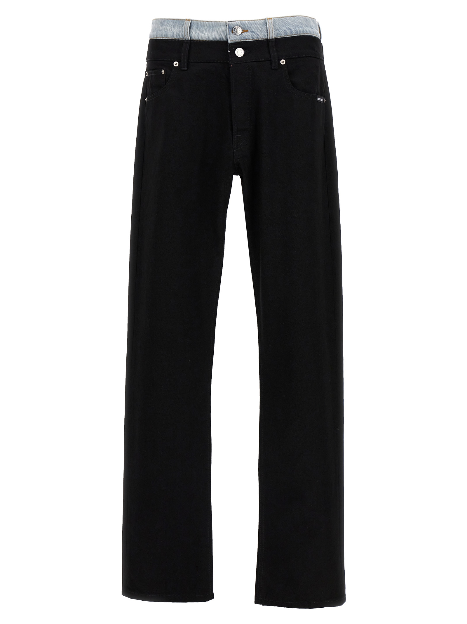 Black Cotton Straight-Leg Jeans