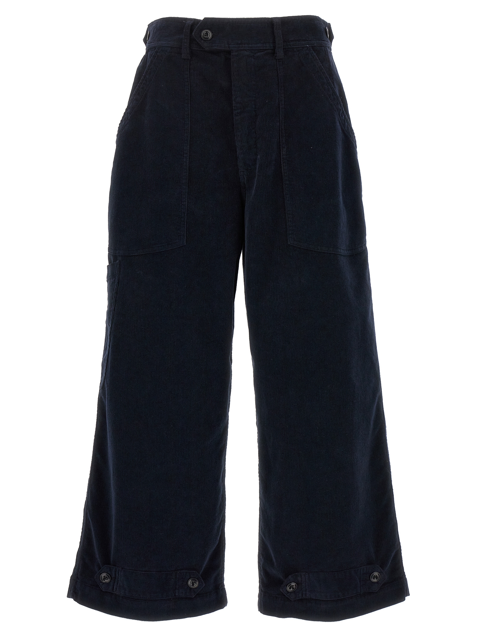 Blue Cotton Casual Pants