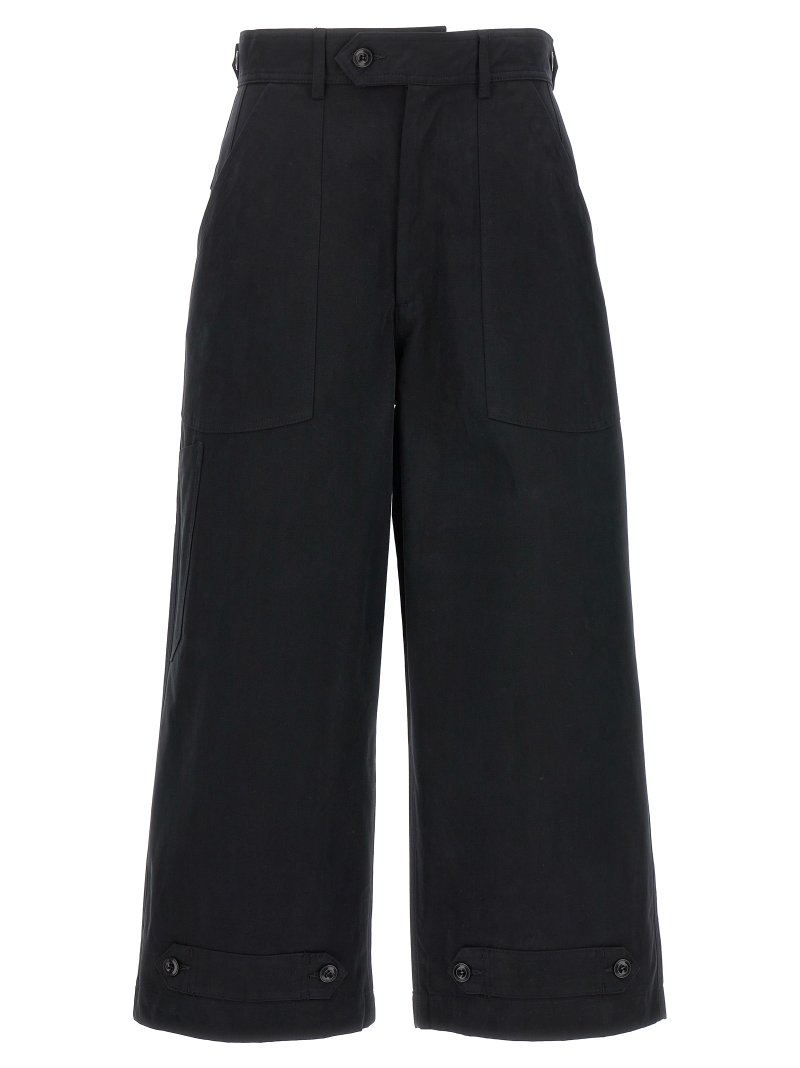 Black Cotton Casual Pants