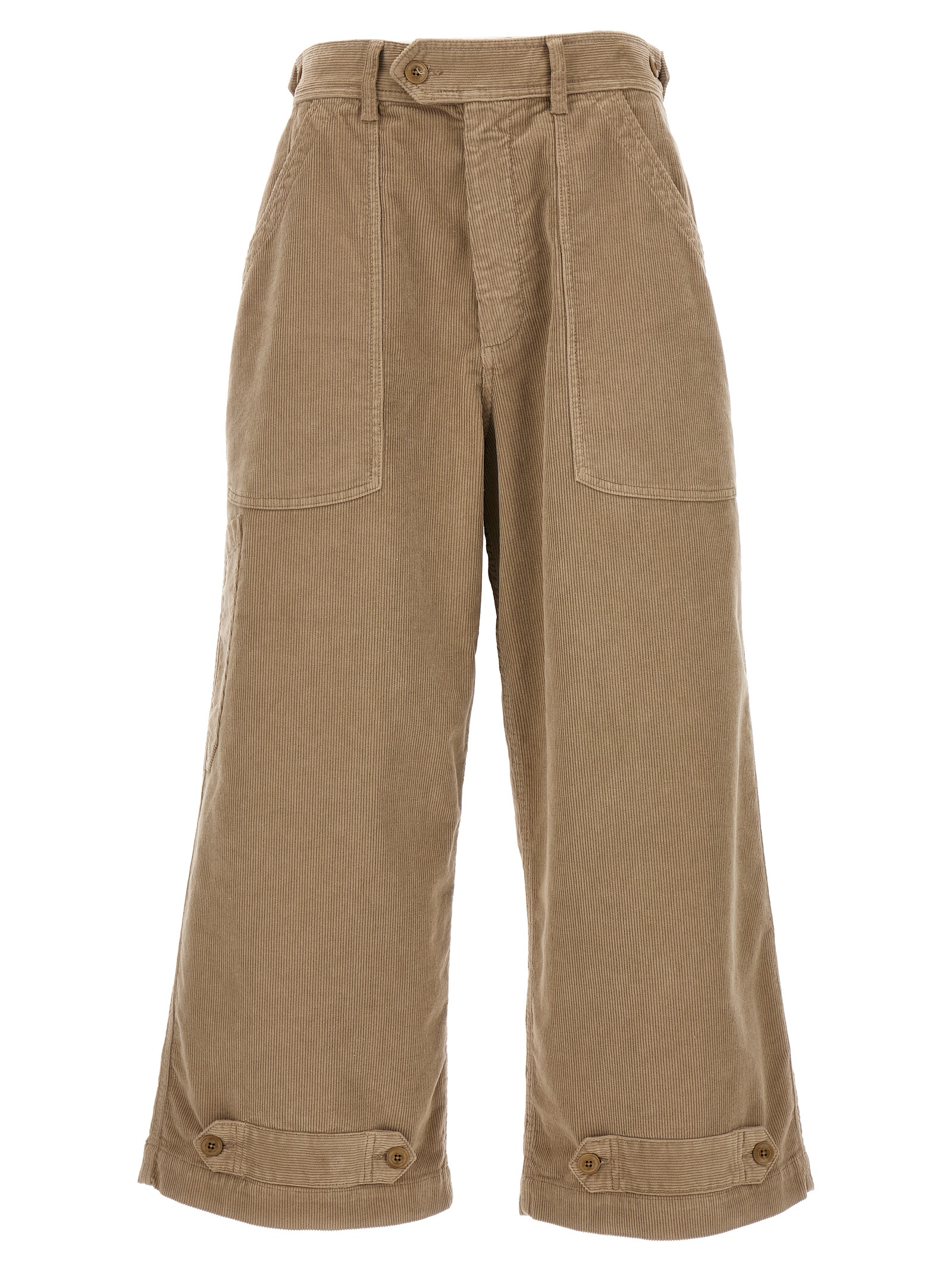 Beige Cotton Casual Pants