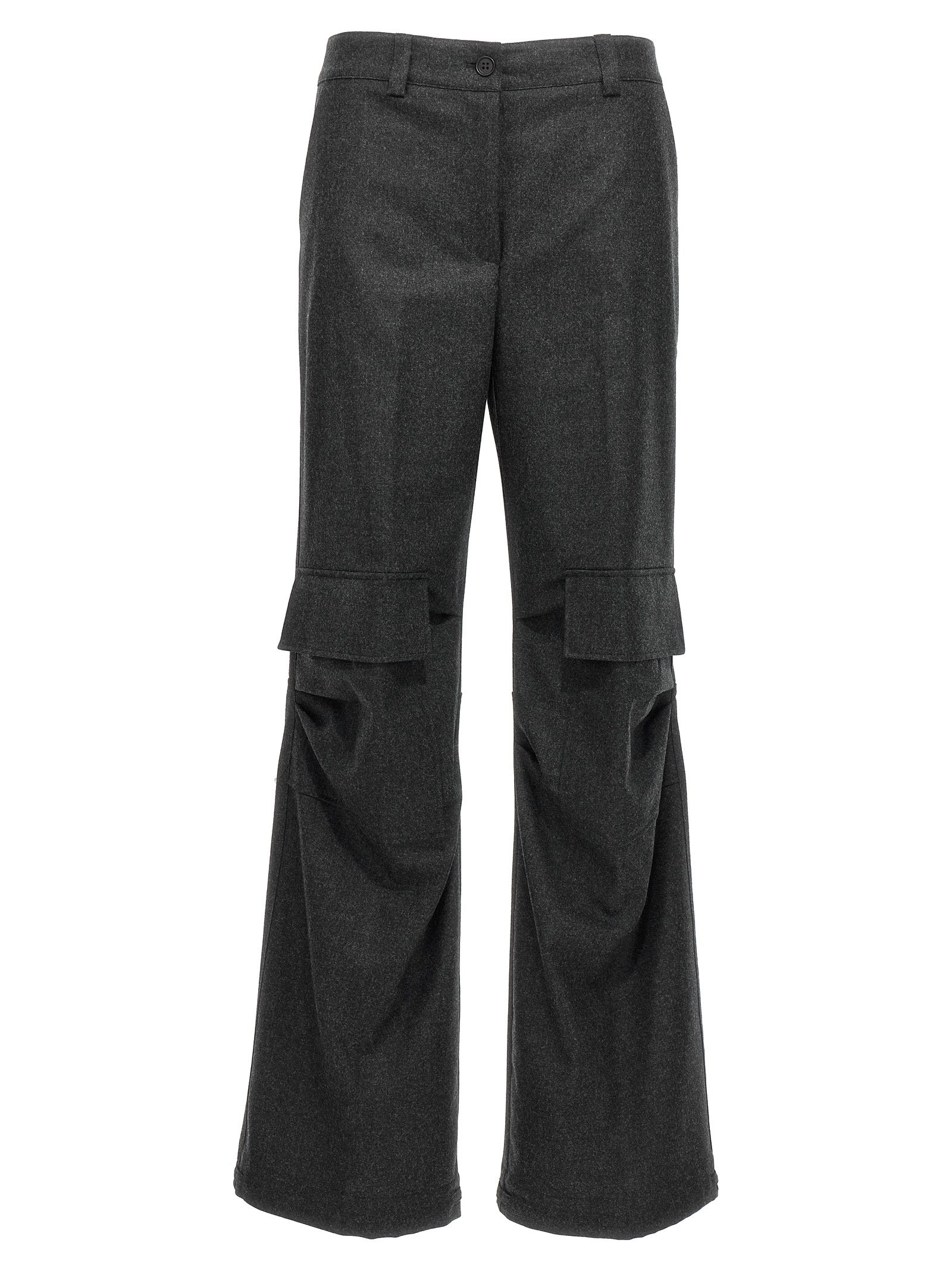 Gray Virgin Wool Cargo Pants