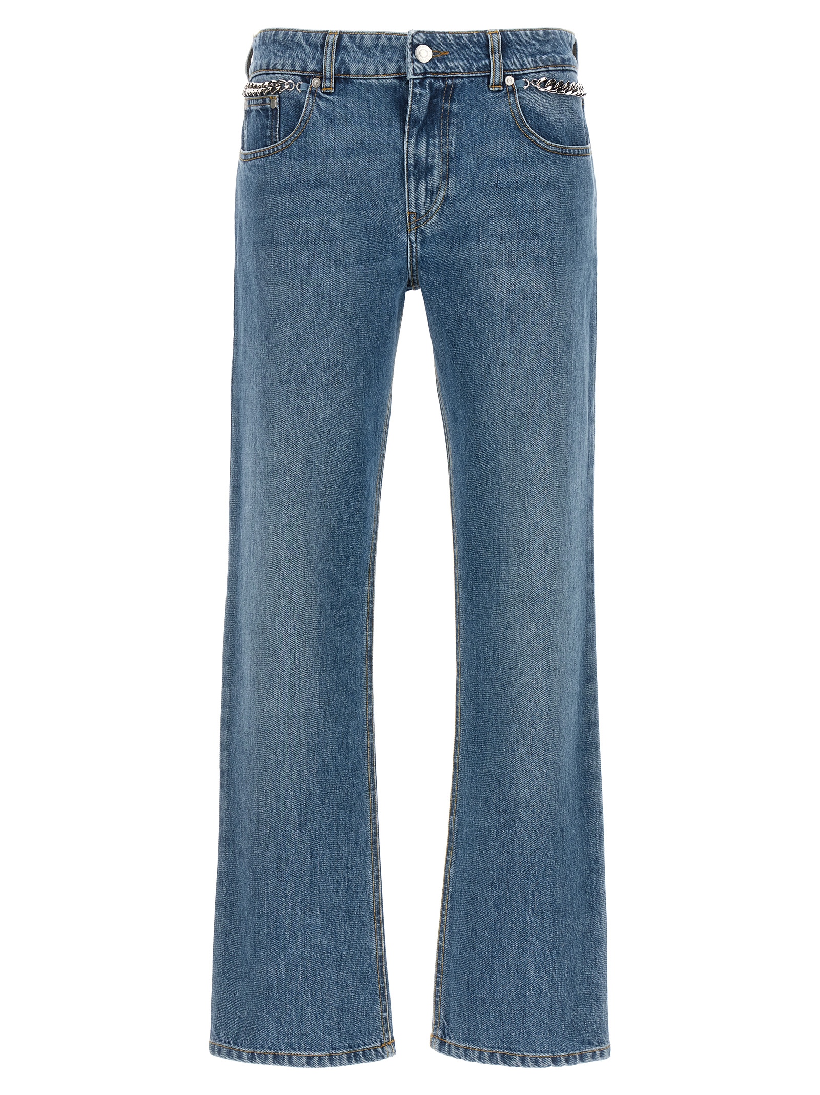 Blue Cotton Cropped Jeans