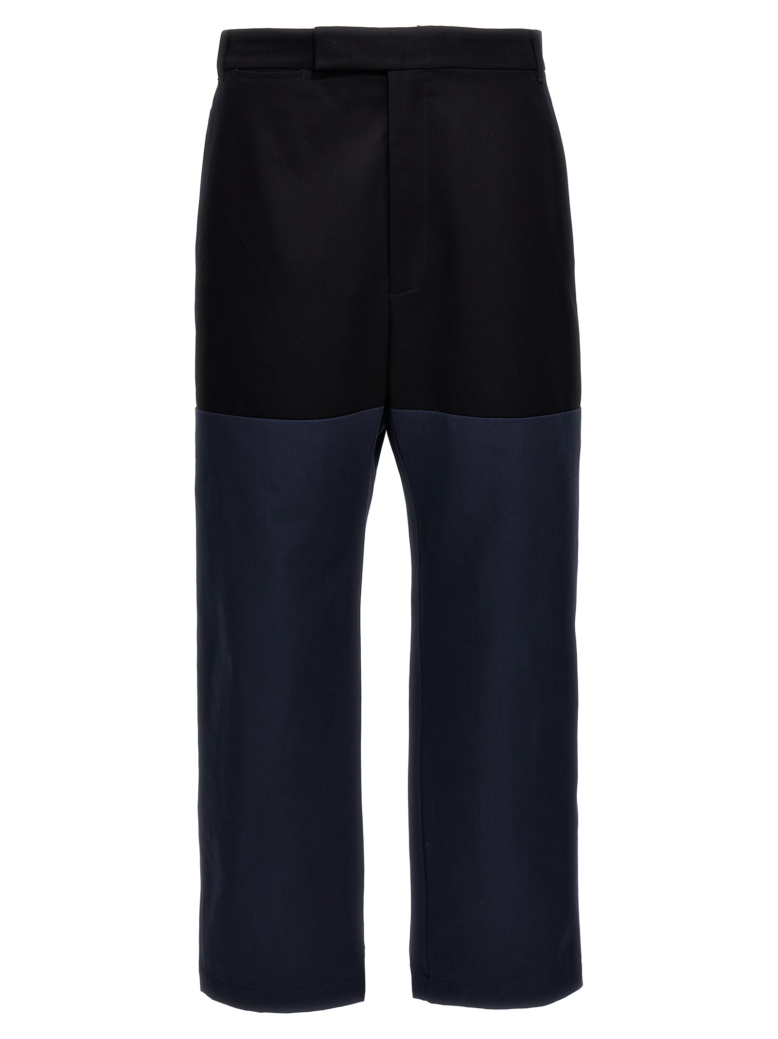 Blue Cotton Casual Pants