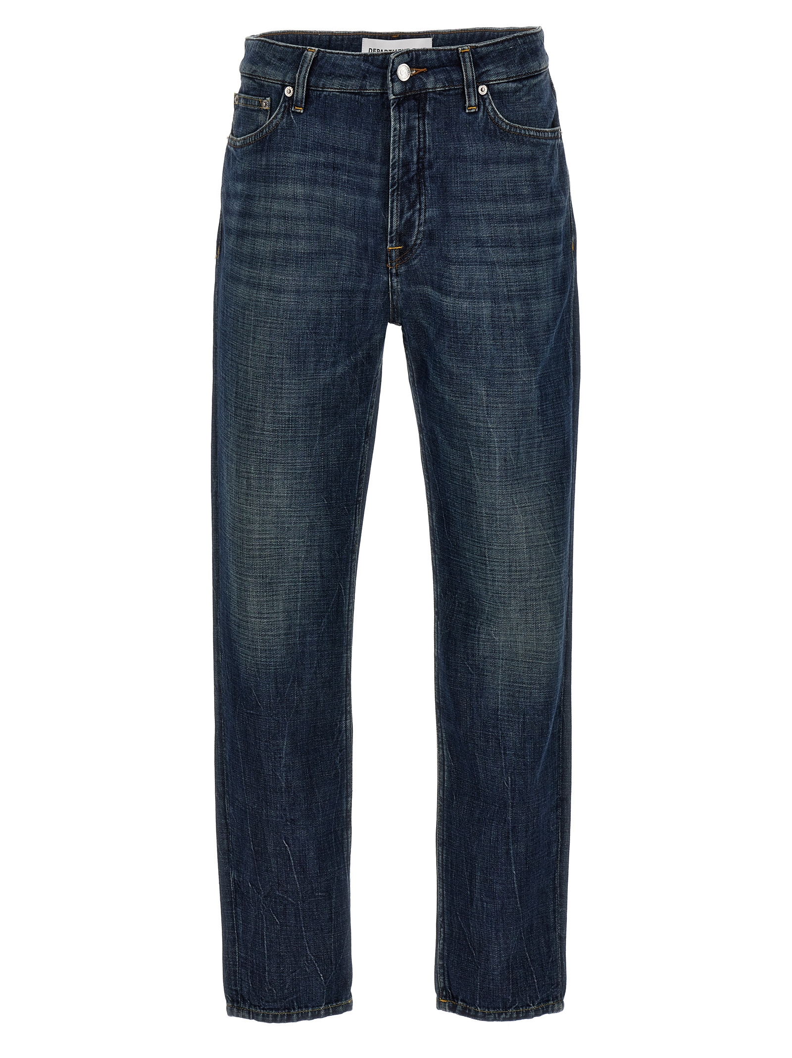 Blue Cotton Straight-Leg Jeans