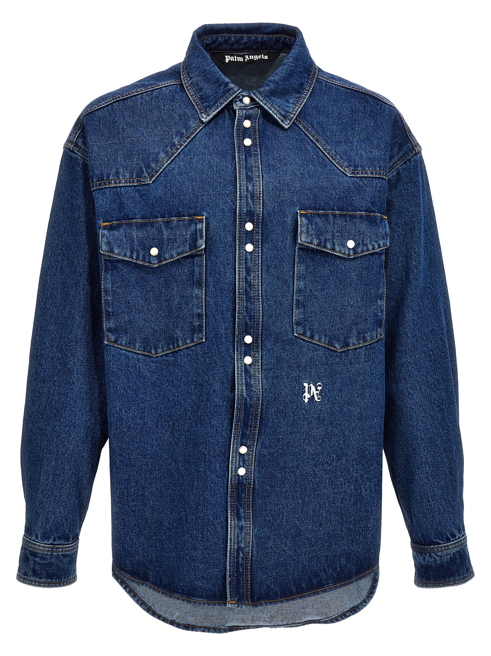 Palm Angels Blue Polyester Denim Jacket Clothing - Men